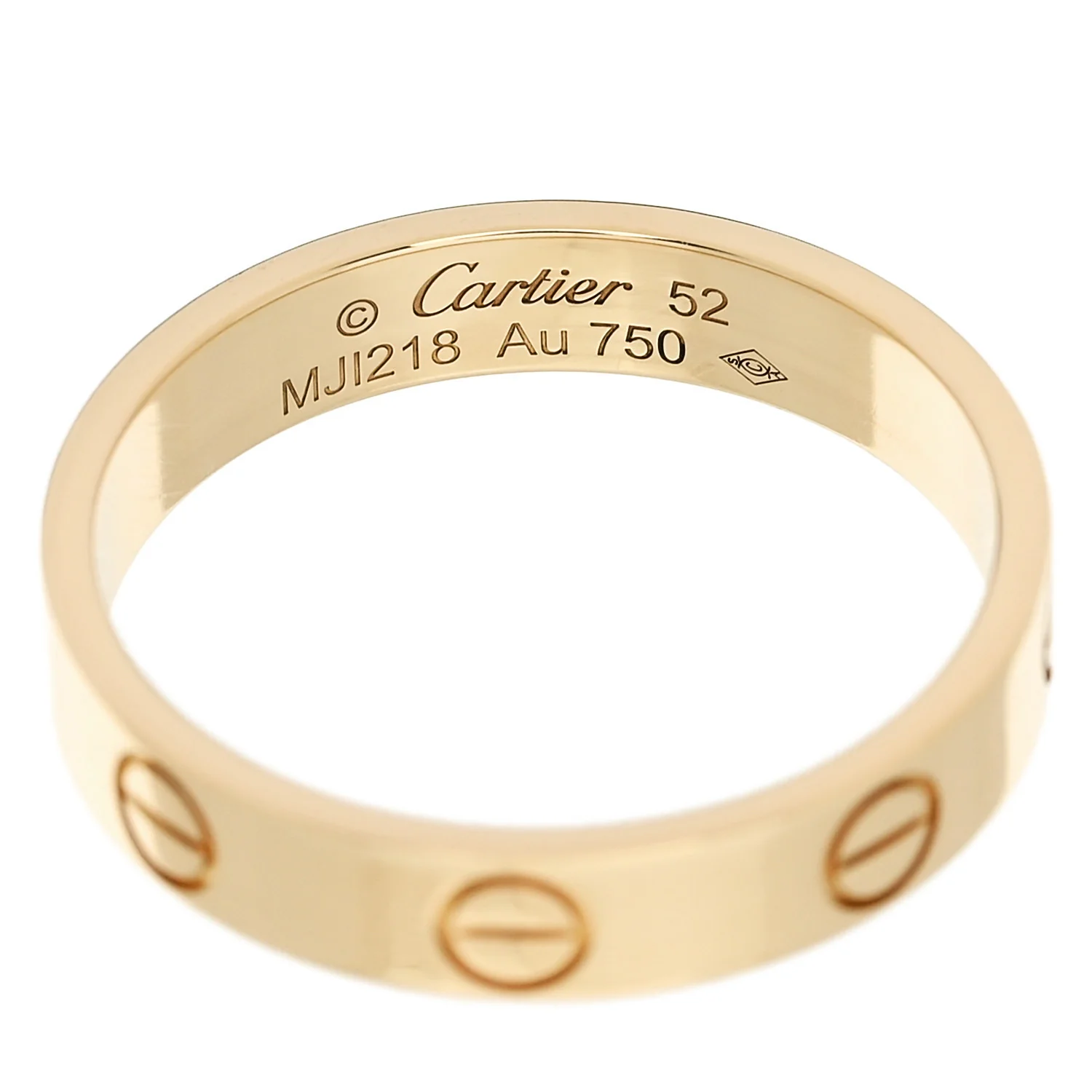 18K Yellow Gold 3.5mm LOVE Wedding Band Ring 52 6 - Image 4