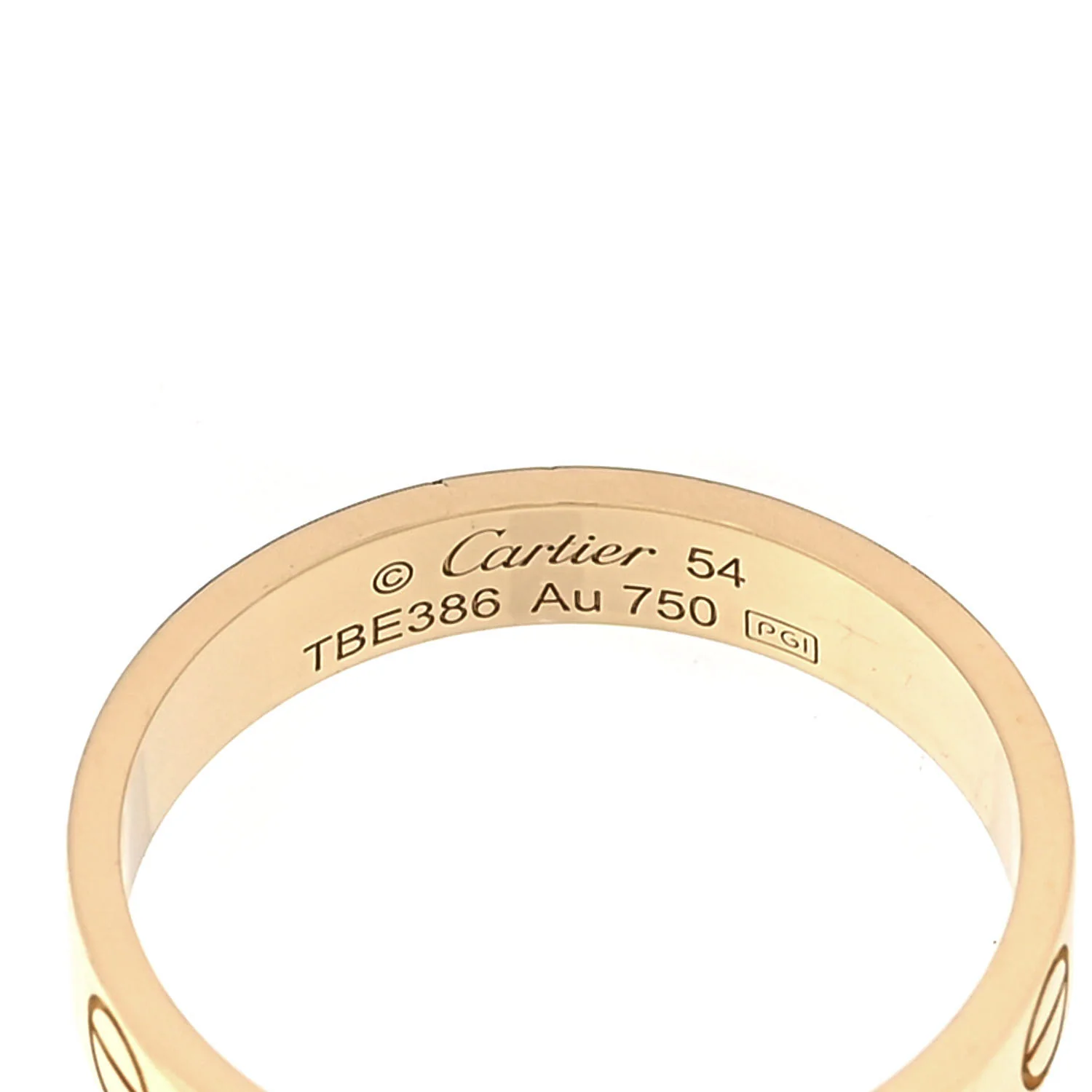 18K Yellow Gold 3.5mm LOVE Wedding Band Ring 54 6.75 - Image 4