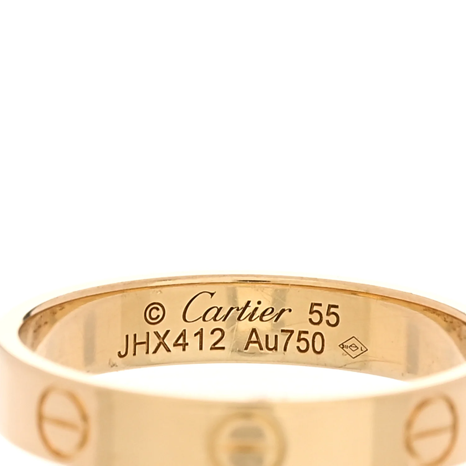 18K Yellow Gold 3.5mm LOVE Wedding Band Ring 55 7.25 - Image 4