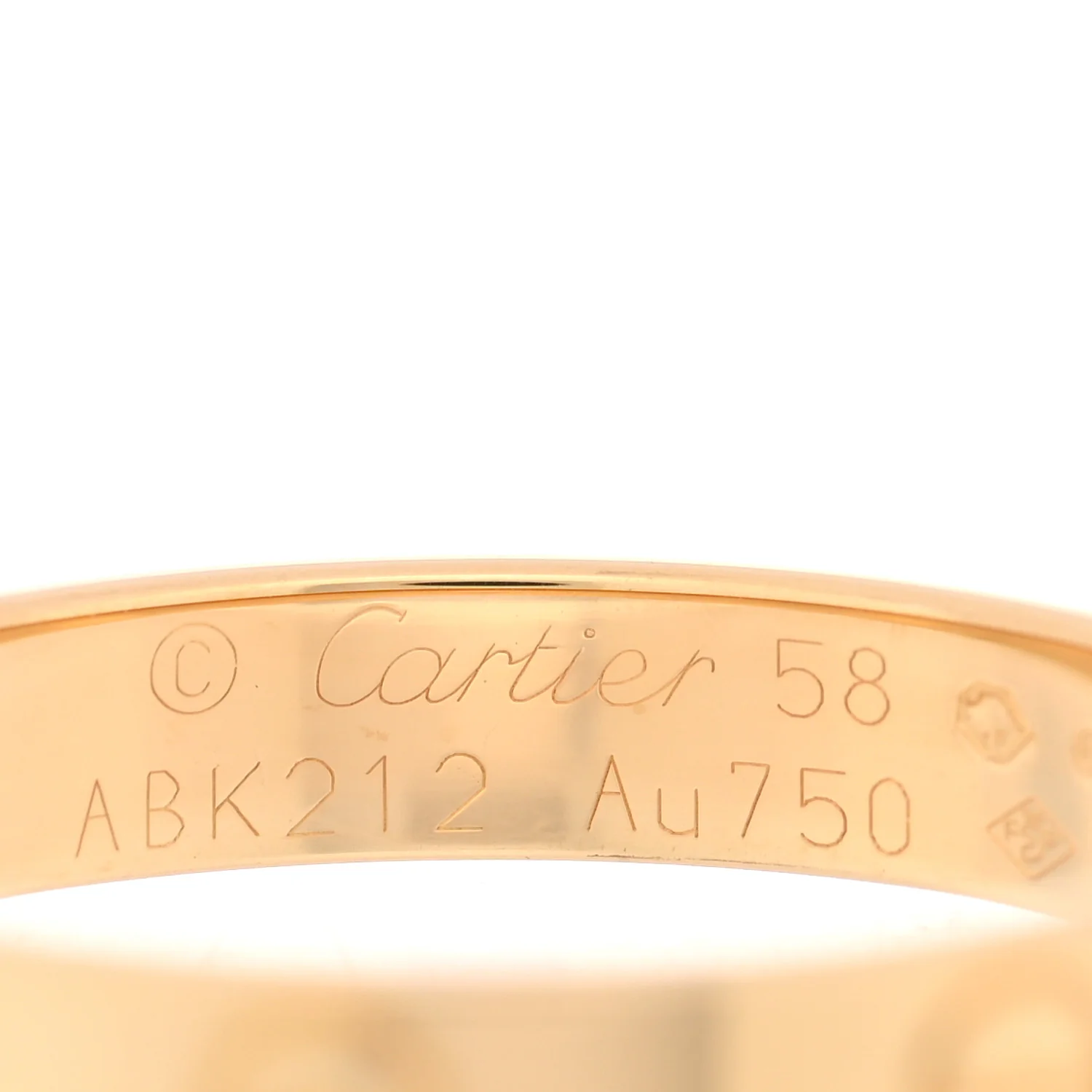 18K Yellow Gold 3.5mm LOVE Wedding Band Ring 58 8.5 - Image 4
