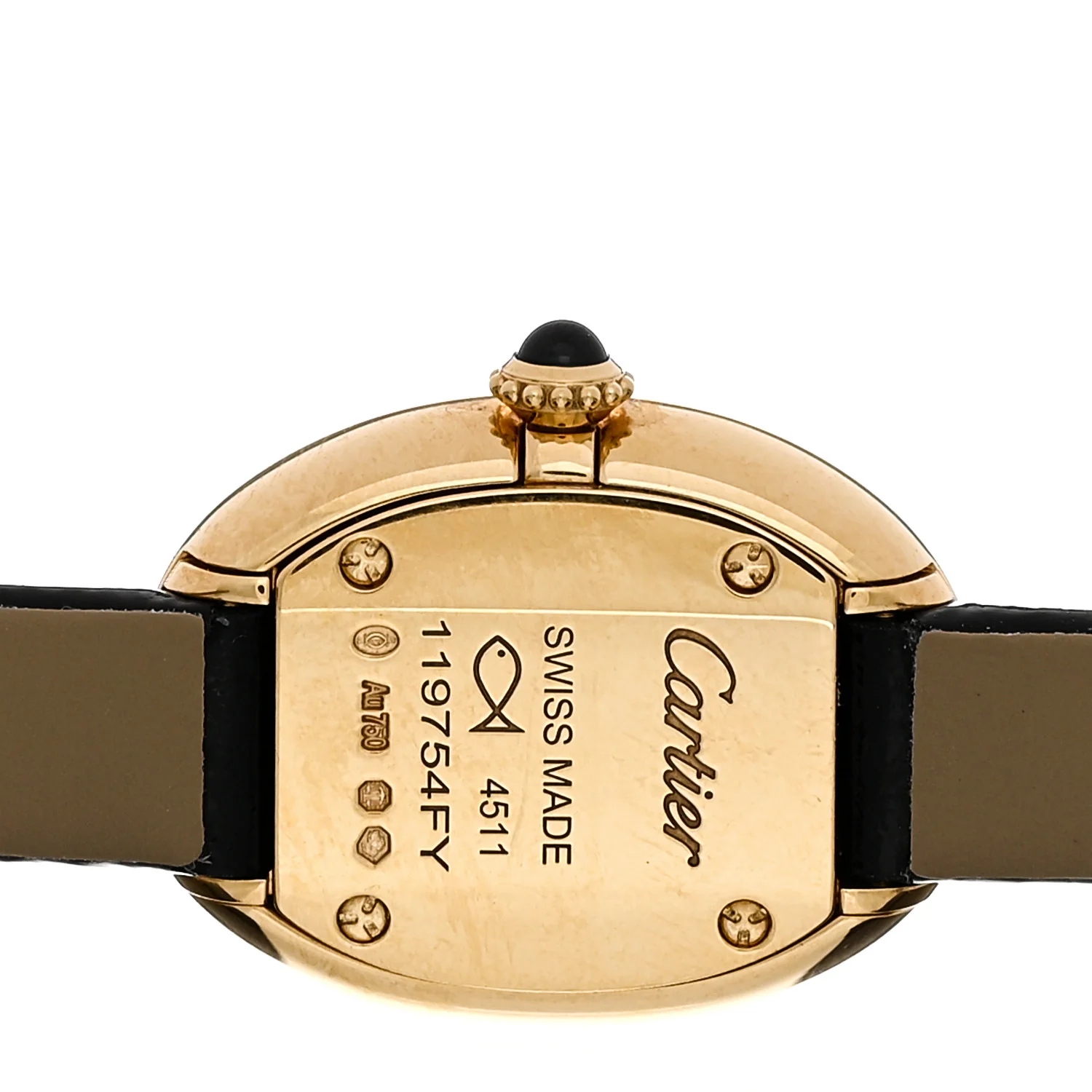 18K Yellow Gold Calfskin 18mm Baignoire Quartz Watch - Image 4
