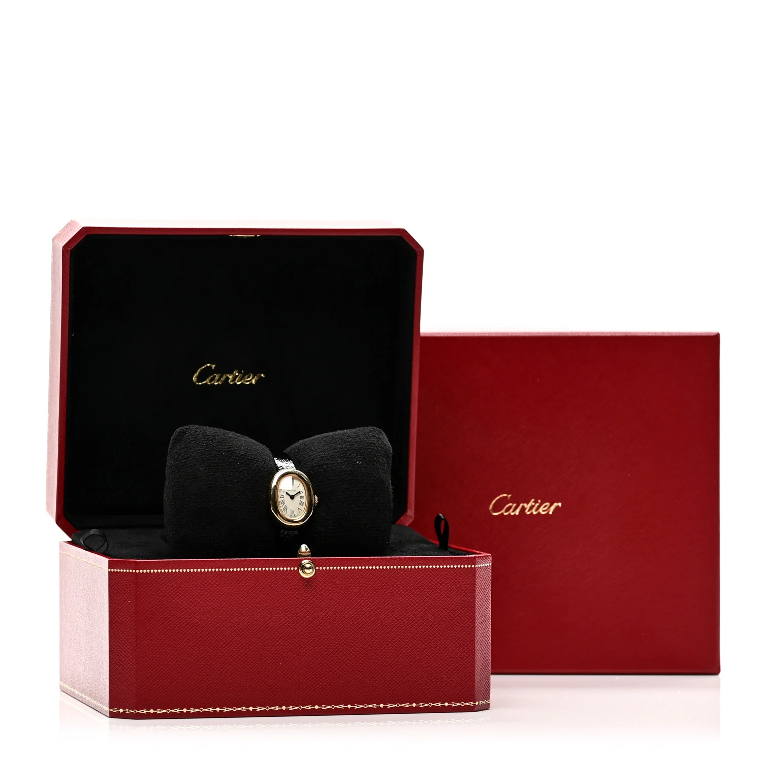 18K Yellow Gold Calfskin 18mm Baignoire Quartz Watch - Image 5