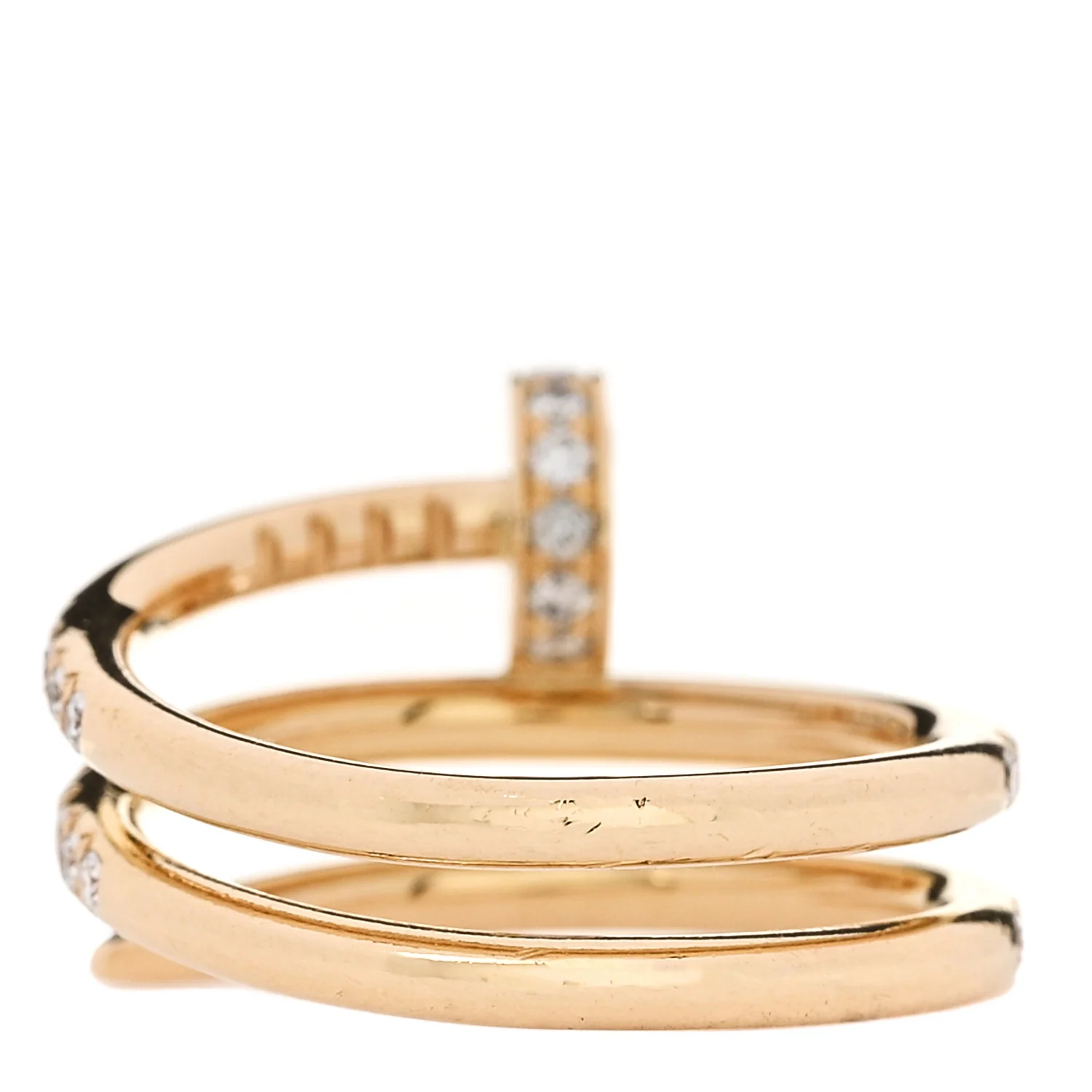 18K Yellow Gold Diamond Double Juste Un Clou Paved Ring 46 3.75 - Image 3