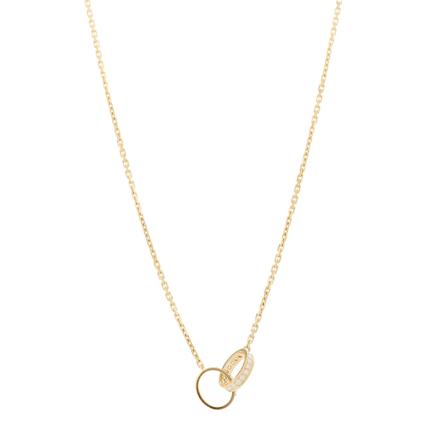 18K Yellow Gold Diamond Interlocking LOVE Necklace