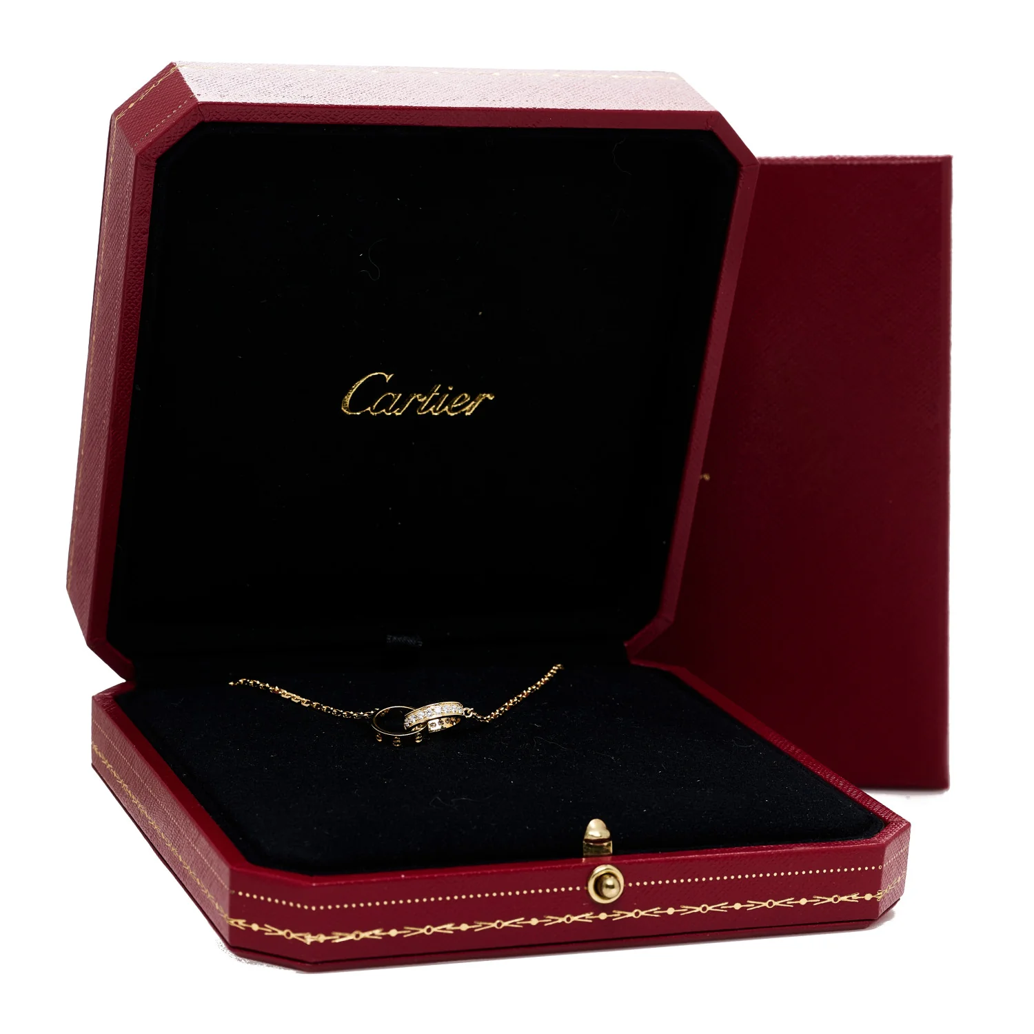 18K Yellow Gold Diamond Interlocking LOVE Necklace - Image 6