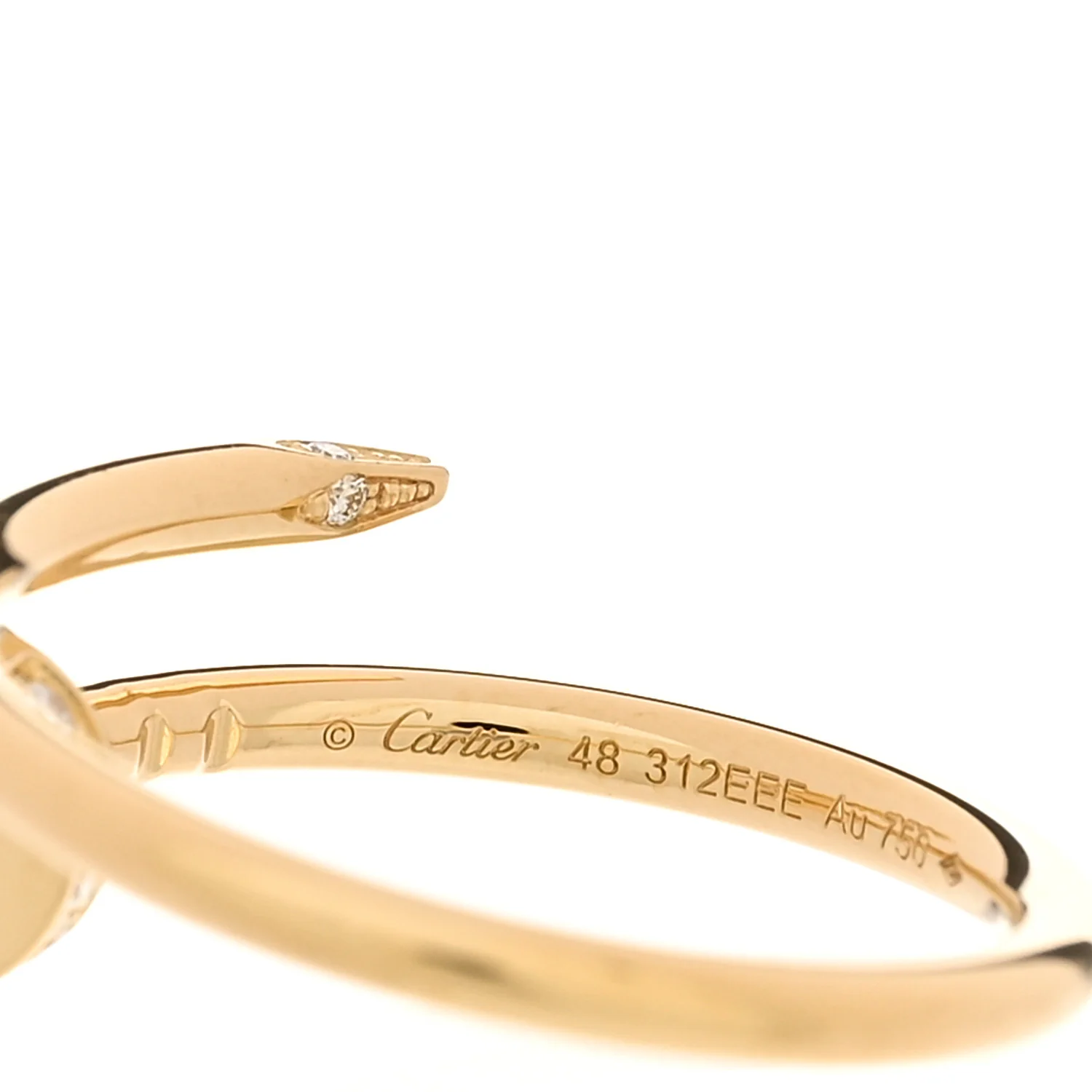 18K Yellow Gold Diamond Small Juste Un Clou Ring 48 4.5 - Image 4