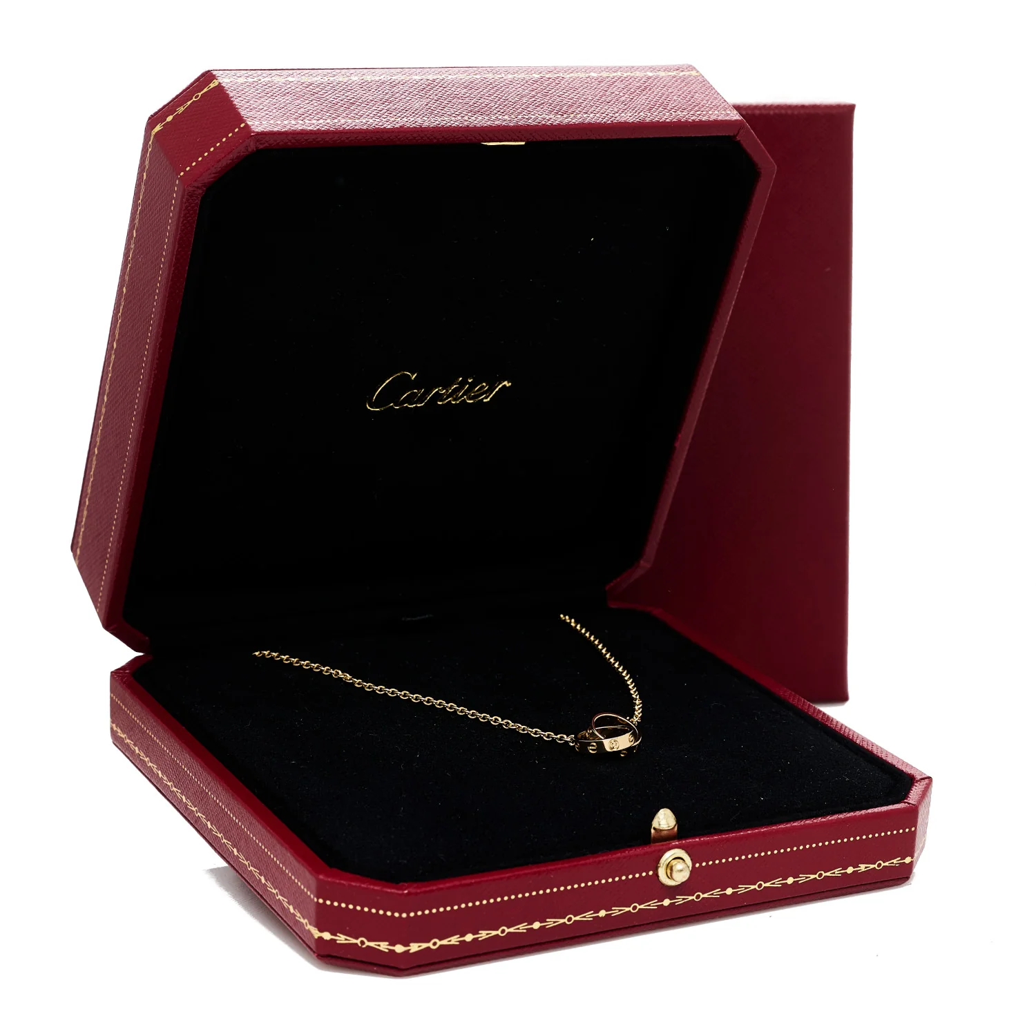 18K Yellow Gold Interlocking LOVE Necklace - Image 6