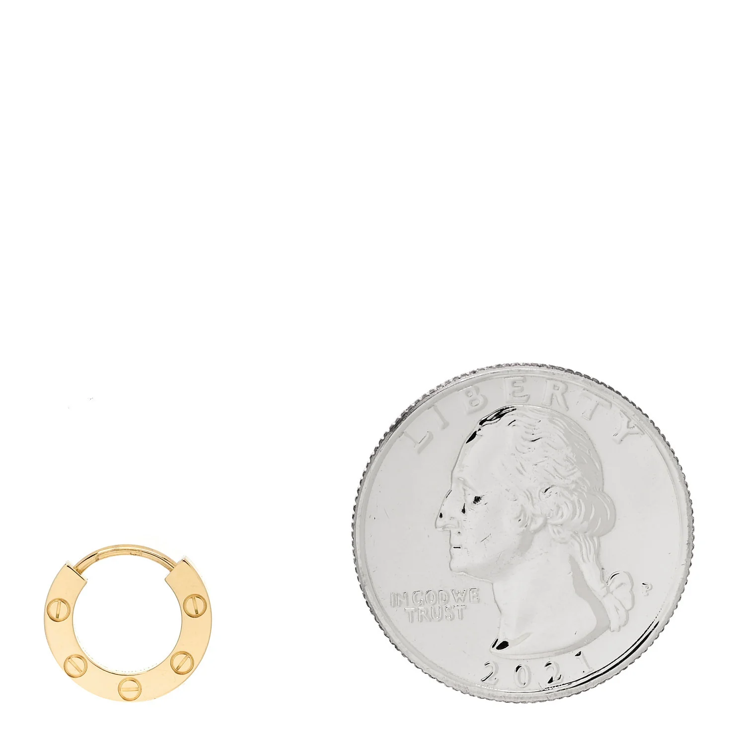 18K Yellow Gold Single LOVE Hoop Earring - Image 2