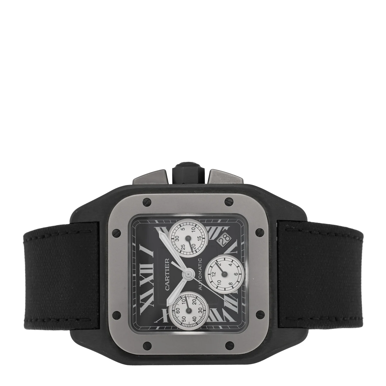 ADLC Titanium Nylon 41mm Santos 100 Chronograph Automatic Watch Black - Image 2