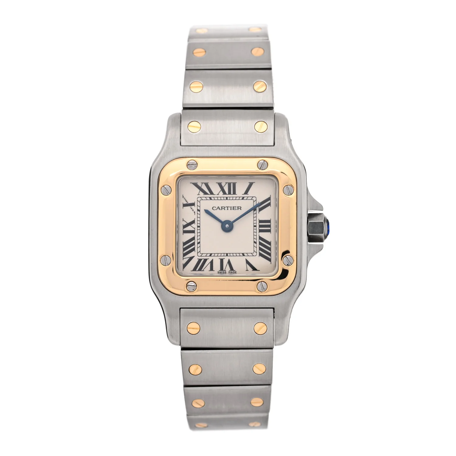 Stainless Steel 18K Yellow Gold 24mm Santos De Cartier Galbee Quartz Watch