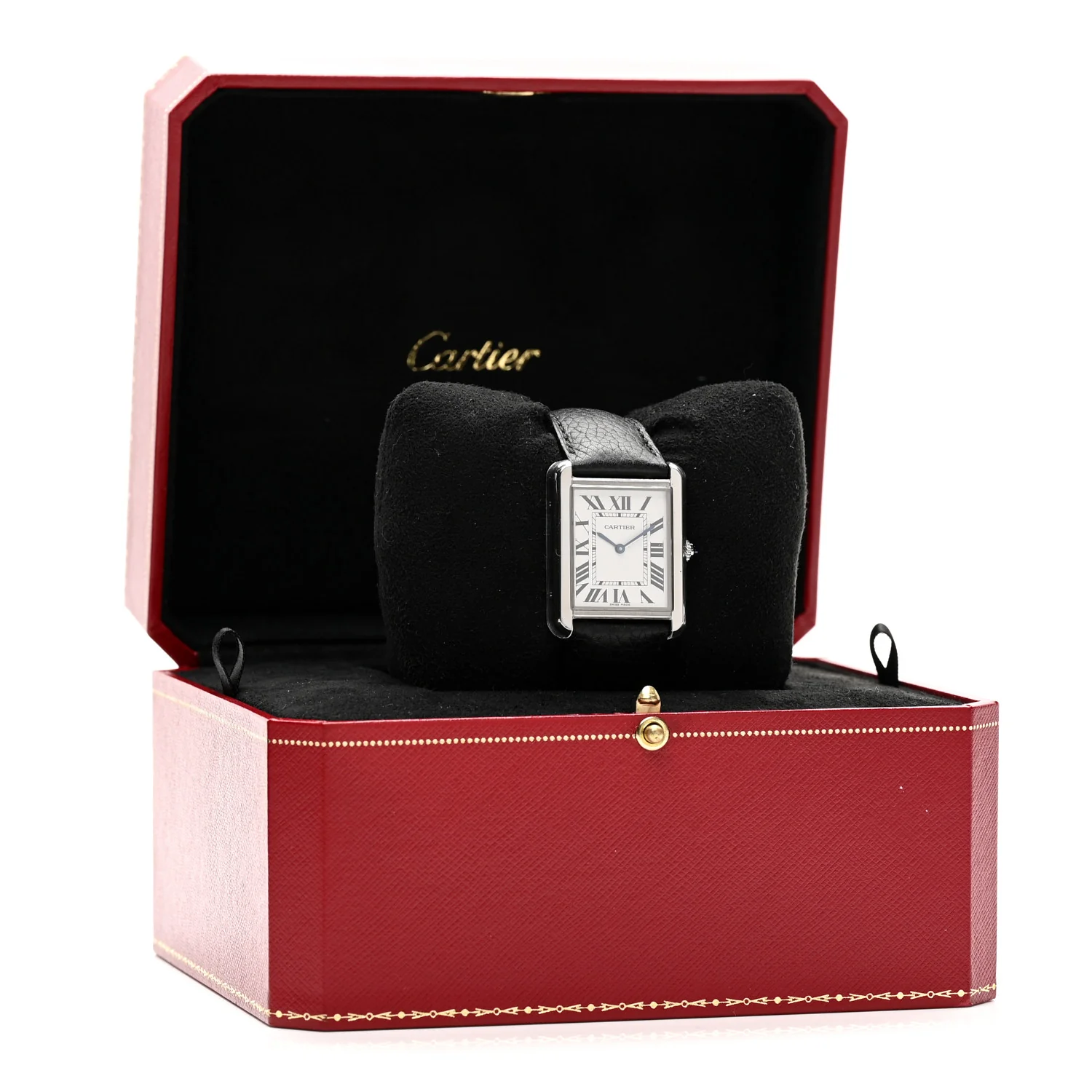 Stainless Steel Calfskin 27mm Tank Solo Quartz Watch - Image 5