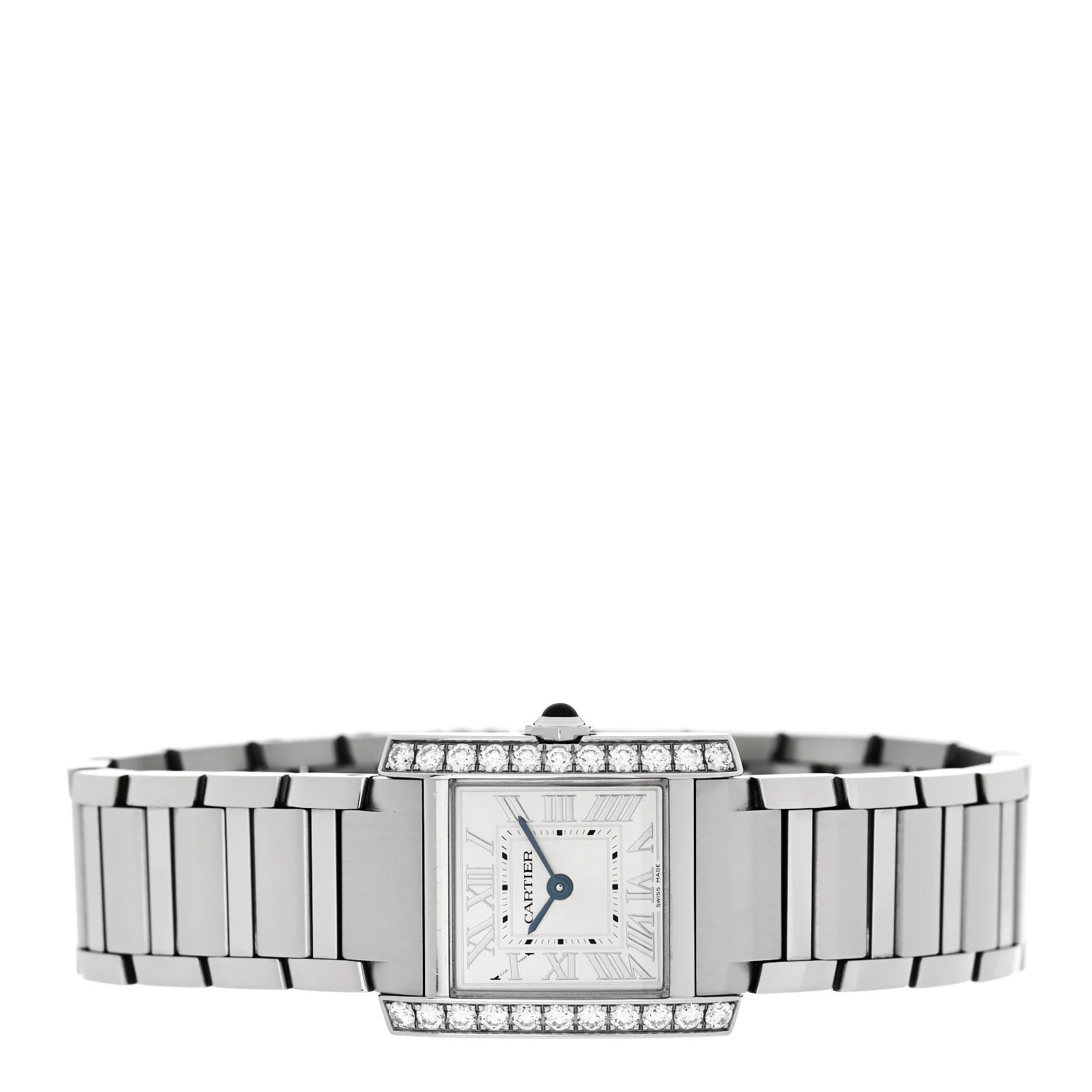 Stainless Steel Diamond Bezel 21mm Tank Francaise Quartz Watch Silver - Image 2