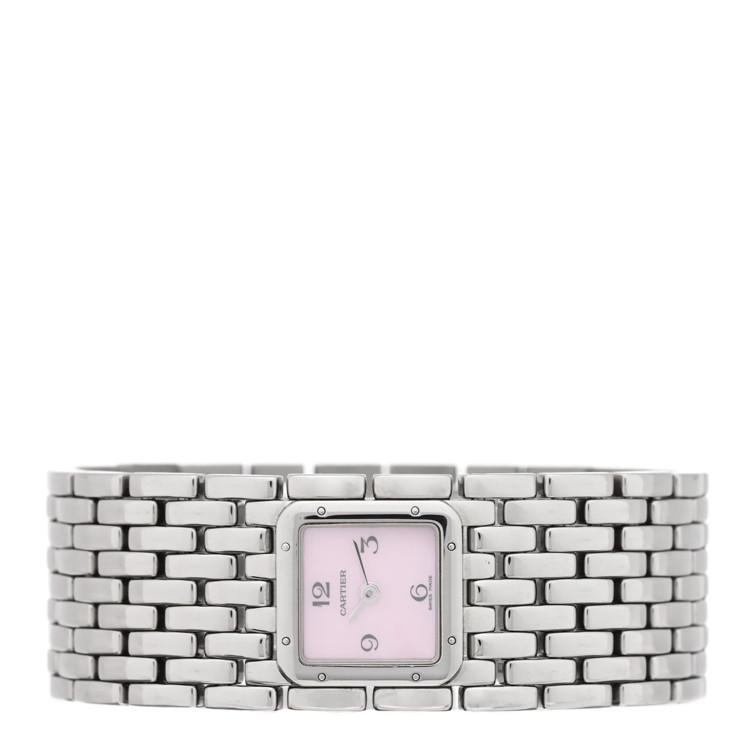 Stainless Steel Pink Mother of Pearl 21mm Panthere Ruban Quartz Watch - Image 2