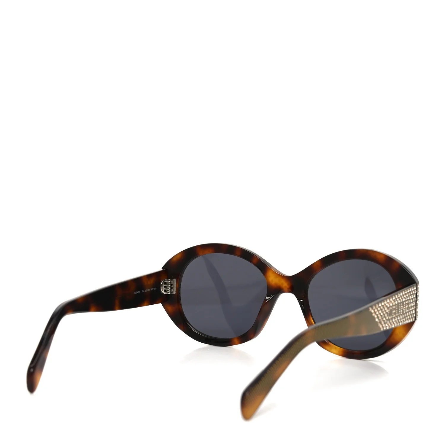 Acetate Crystal Studded Bold 3 Dots Round Sunglasses CL4240IS Tortoise - Image 4