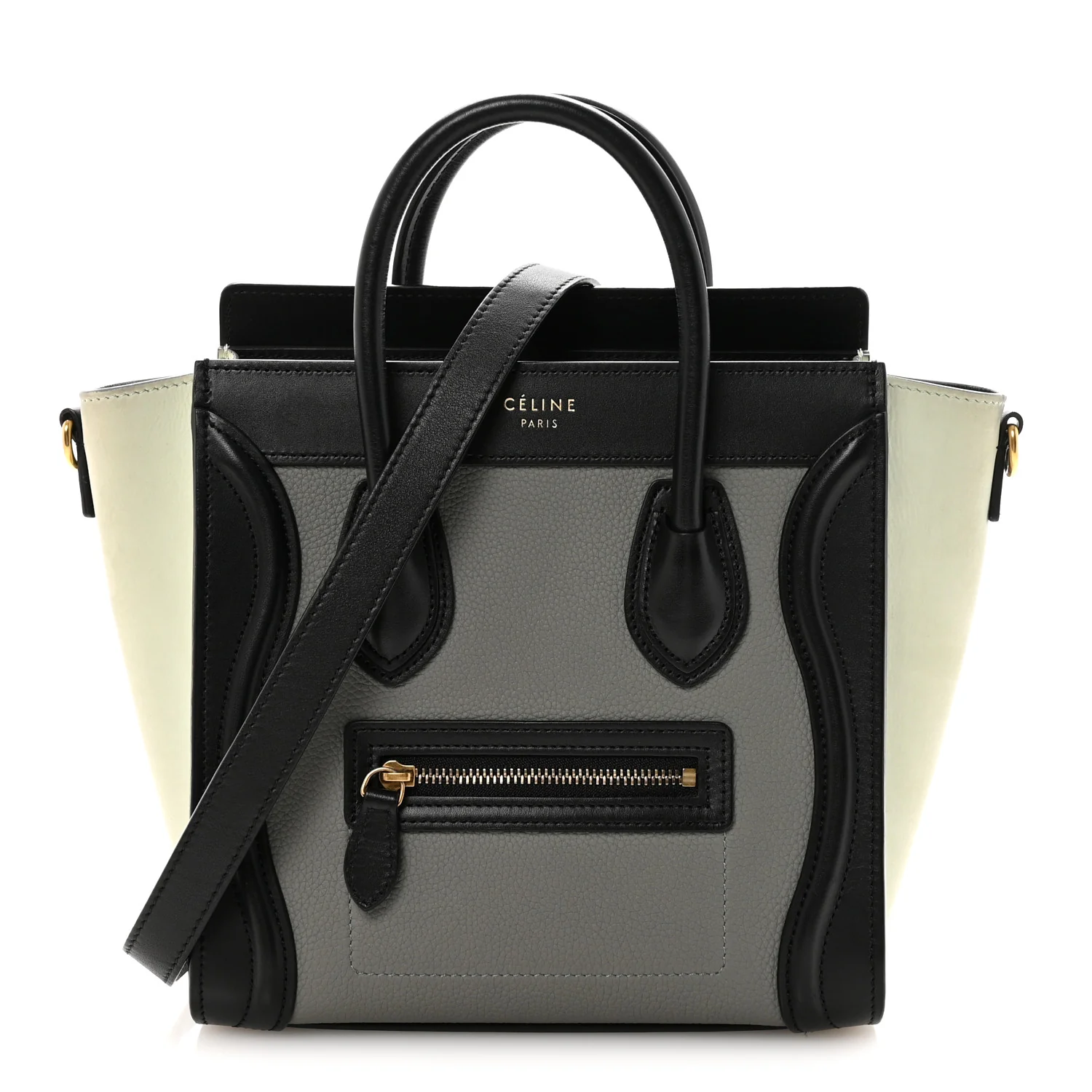 Baby Grained Calfskin Nano Tri-Color Luggage Zinc Almond