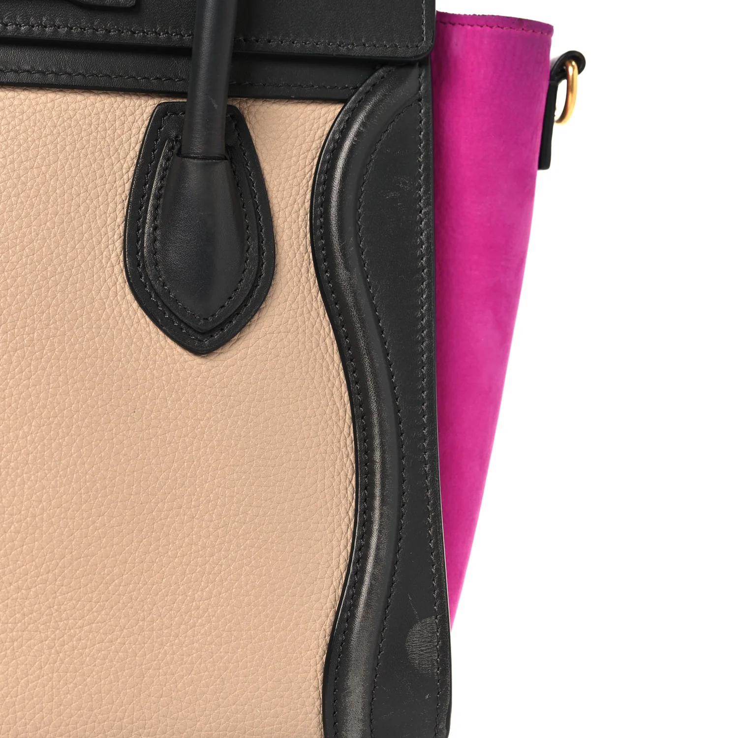 Baby Grained Calfskin Nubuck Nano Tri-Color Luggage Fuchsia - Image 14