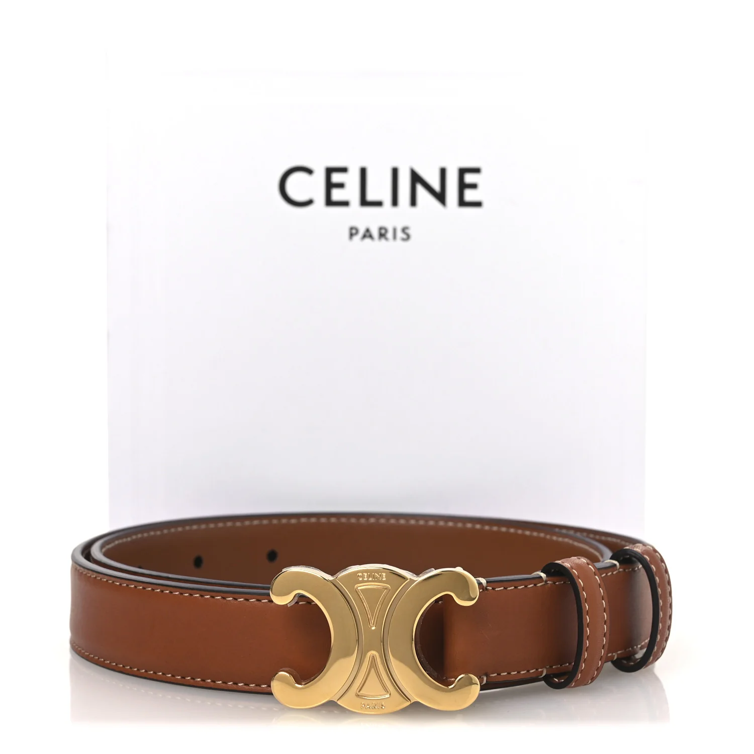 Box Calfskin Medium 25mm Triomphe Belt 75 30 Tan - Image 8