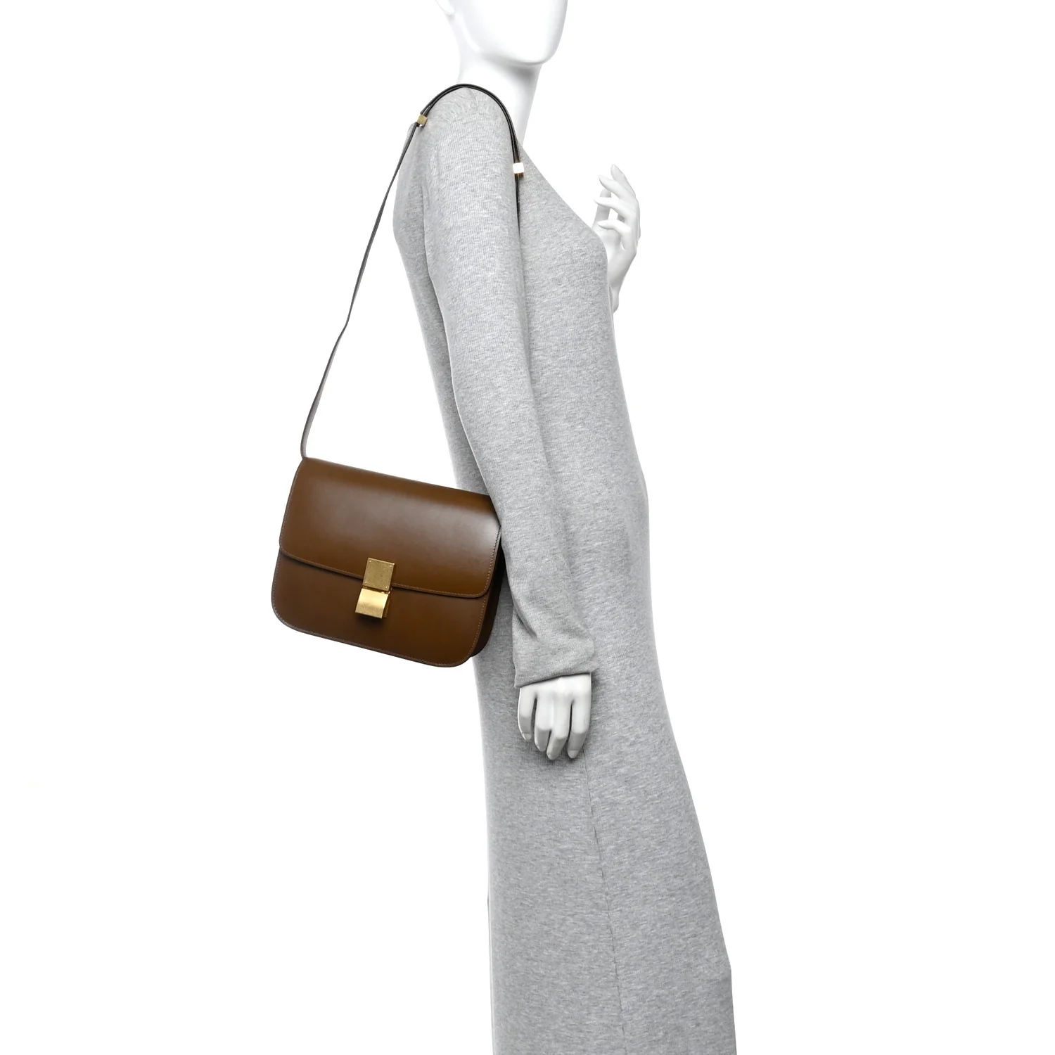 Box Calfskin Medium Classic Box Flap Bag Camel - Image 2