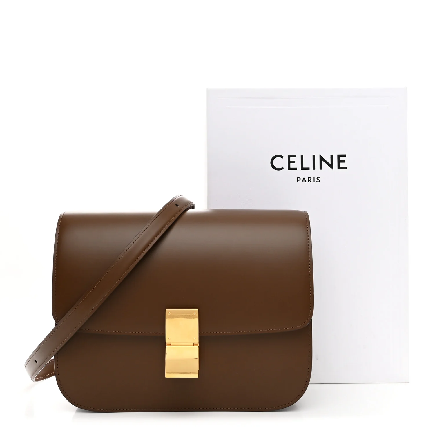 Box Calfskin Medium Classic Box Flap Bag Camel - Image 11