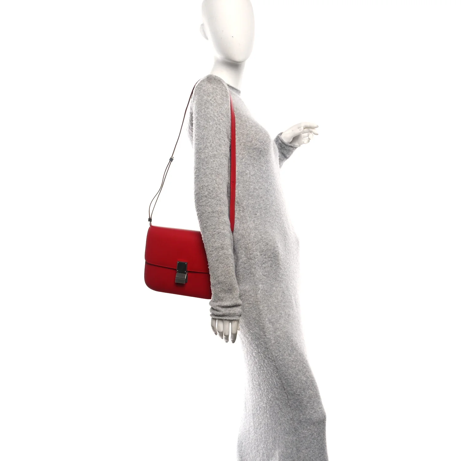 Box Calfskin Medium Classic Box Flap Bag Red - Image 2
