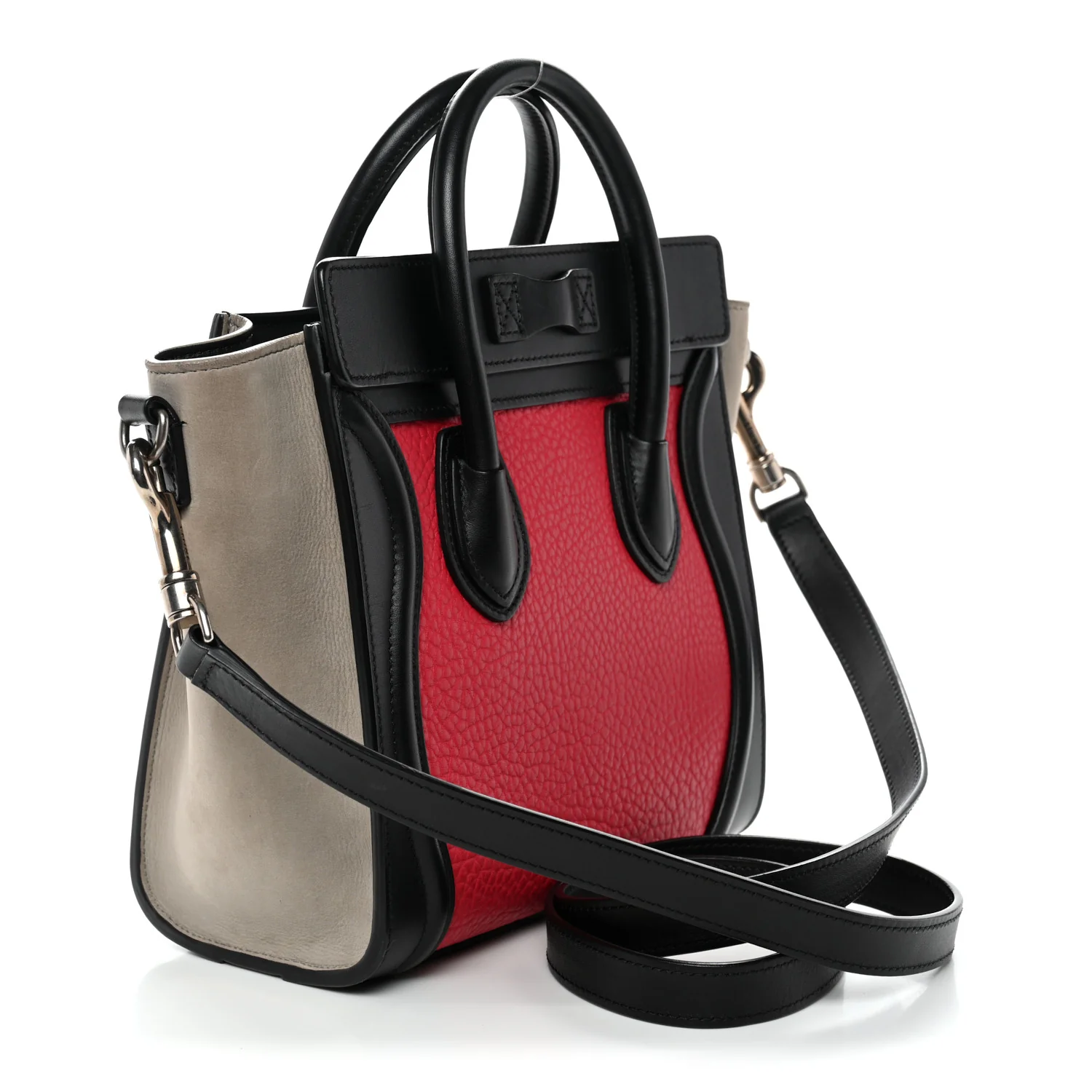 Bullhide Calfskin Nubuck Nano Tri-Color Luggage Bright Red - Image 3