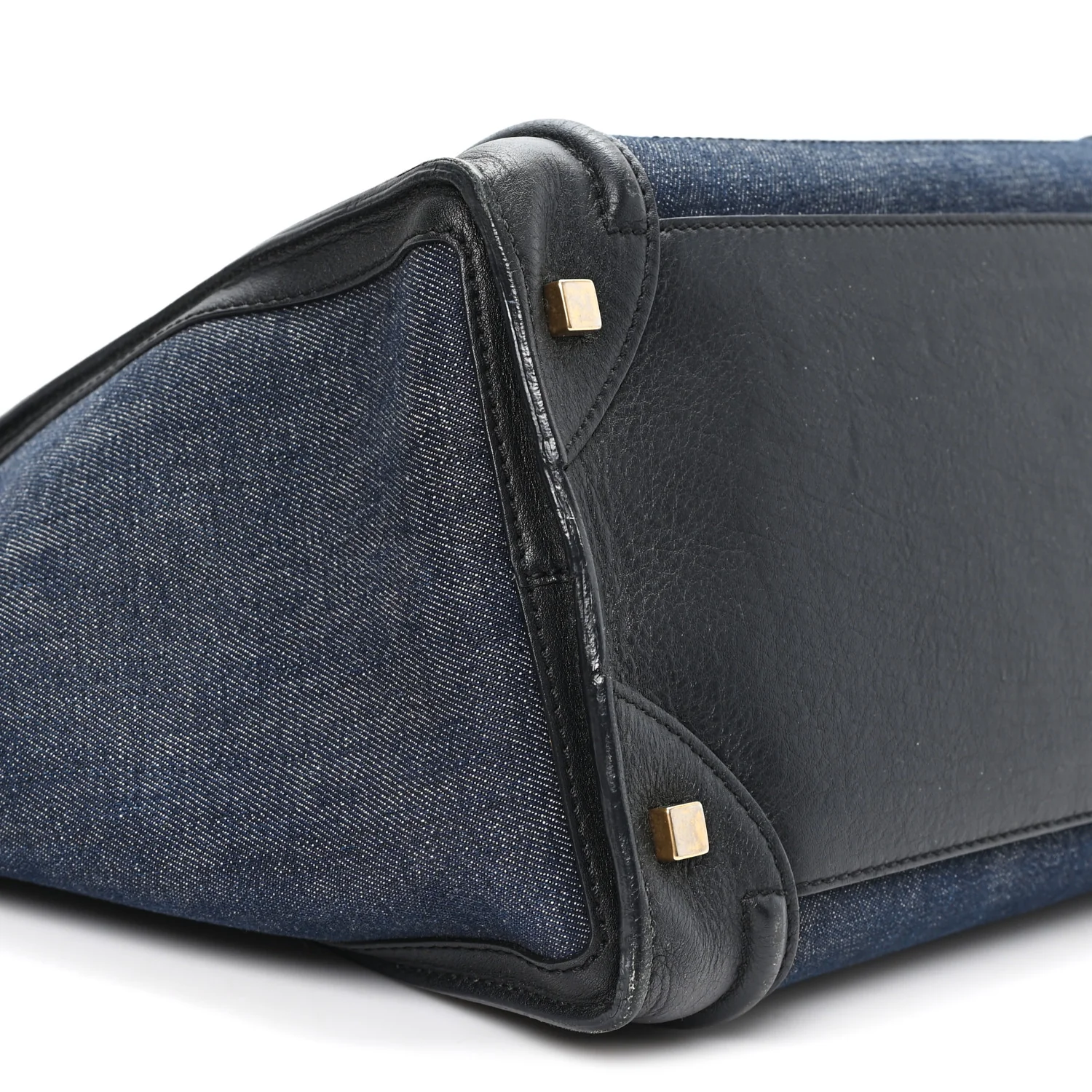 Calfskin Denim Mini Luggage Black Navy - Image 8
