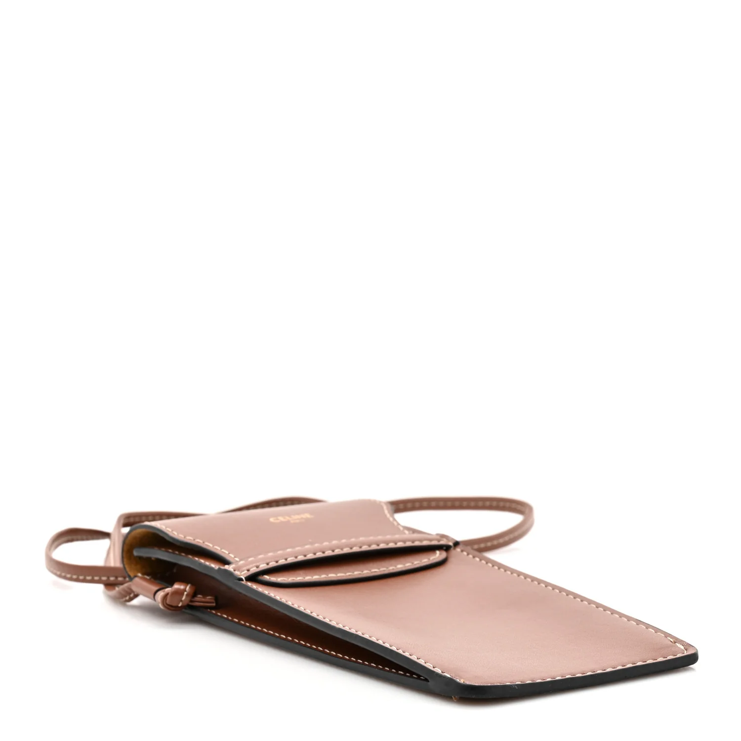 Calfskin Phone Pouch With Flap Tan - Image 4