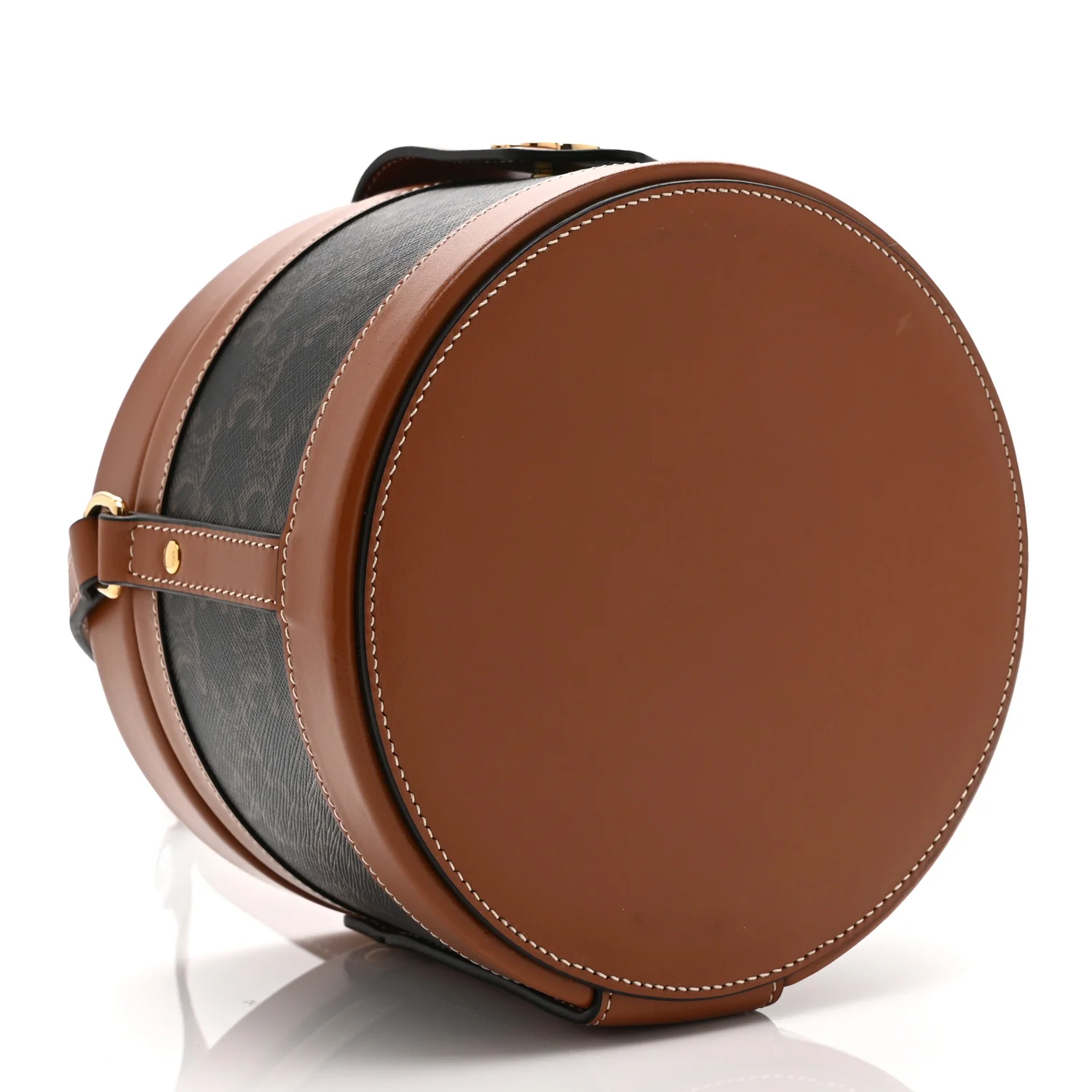Calfskin Triomphe Canvas Medium Tambour Bag Tan - Image 4