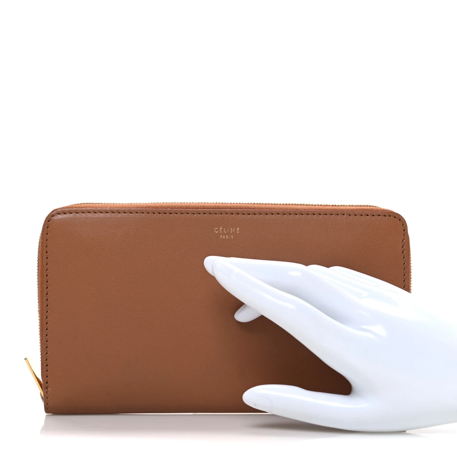 Calfskin Zip Around Multifunction Wallet Tan - Image 2