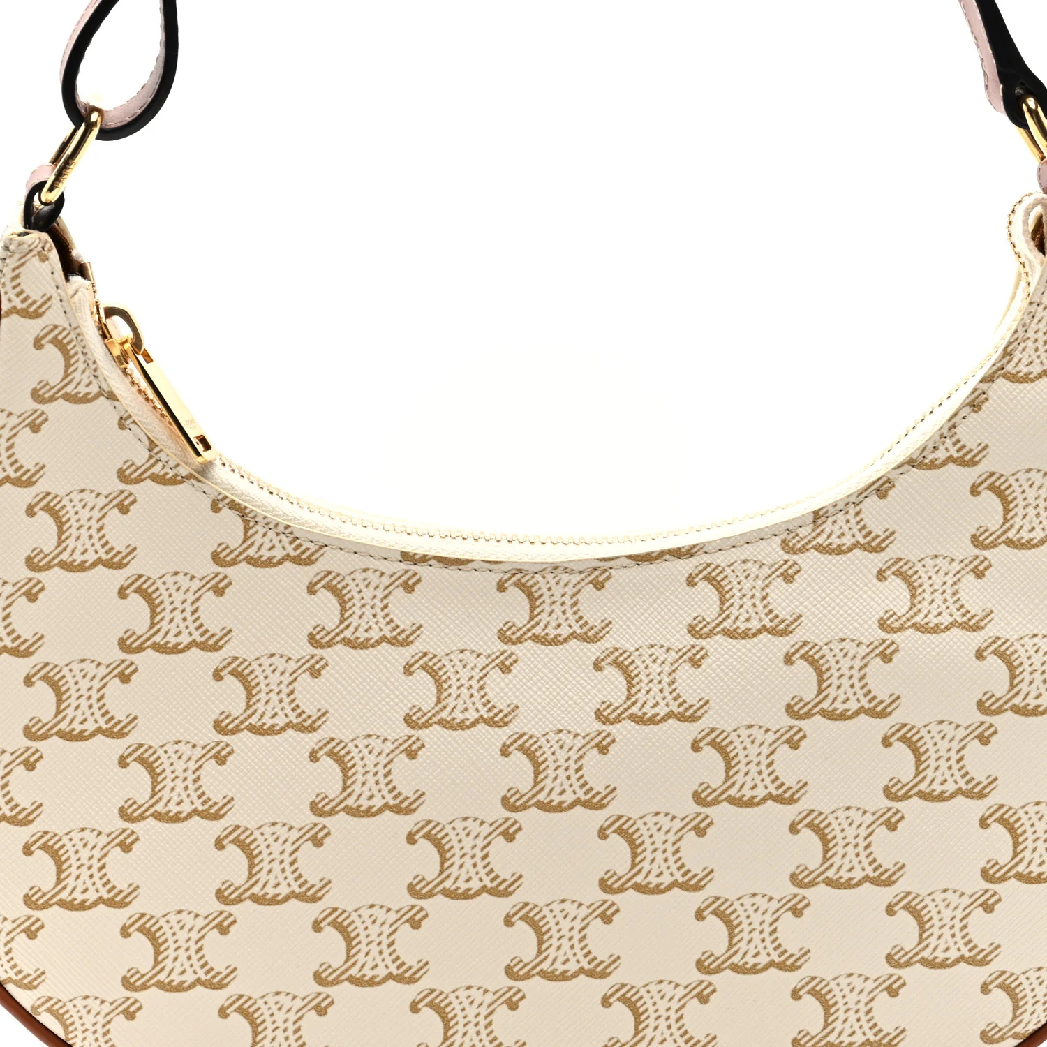 Canvas Calfskin Ava Triomphe Shoulder Bag White - Image 7