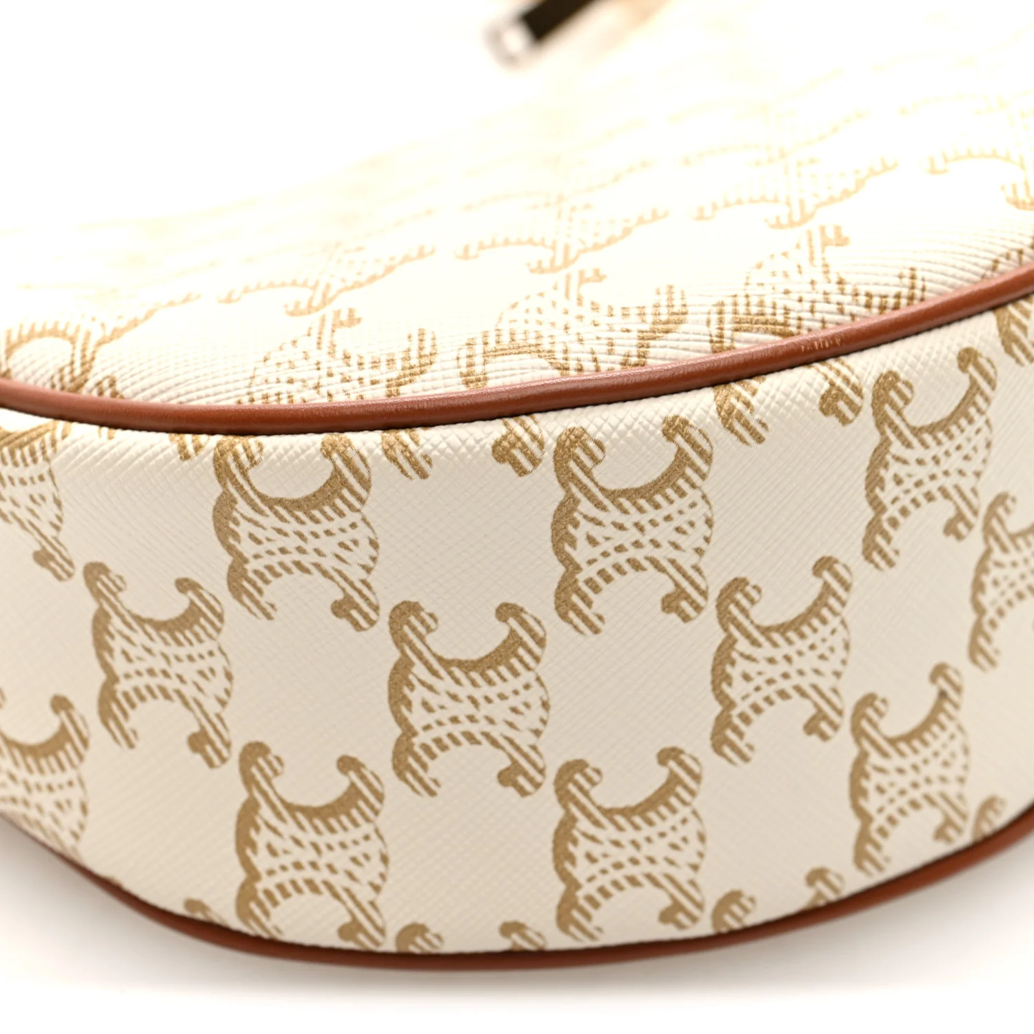 Canvas Calfskin Ava Triomphe Shoulder Bag White - Image 8