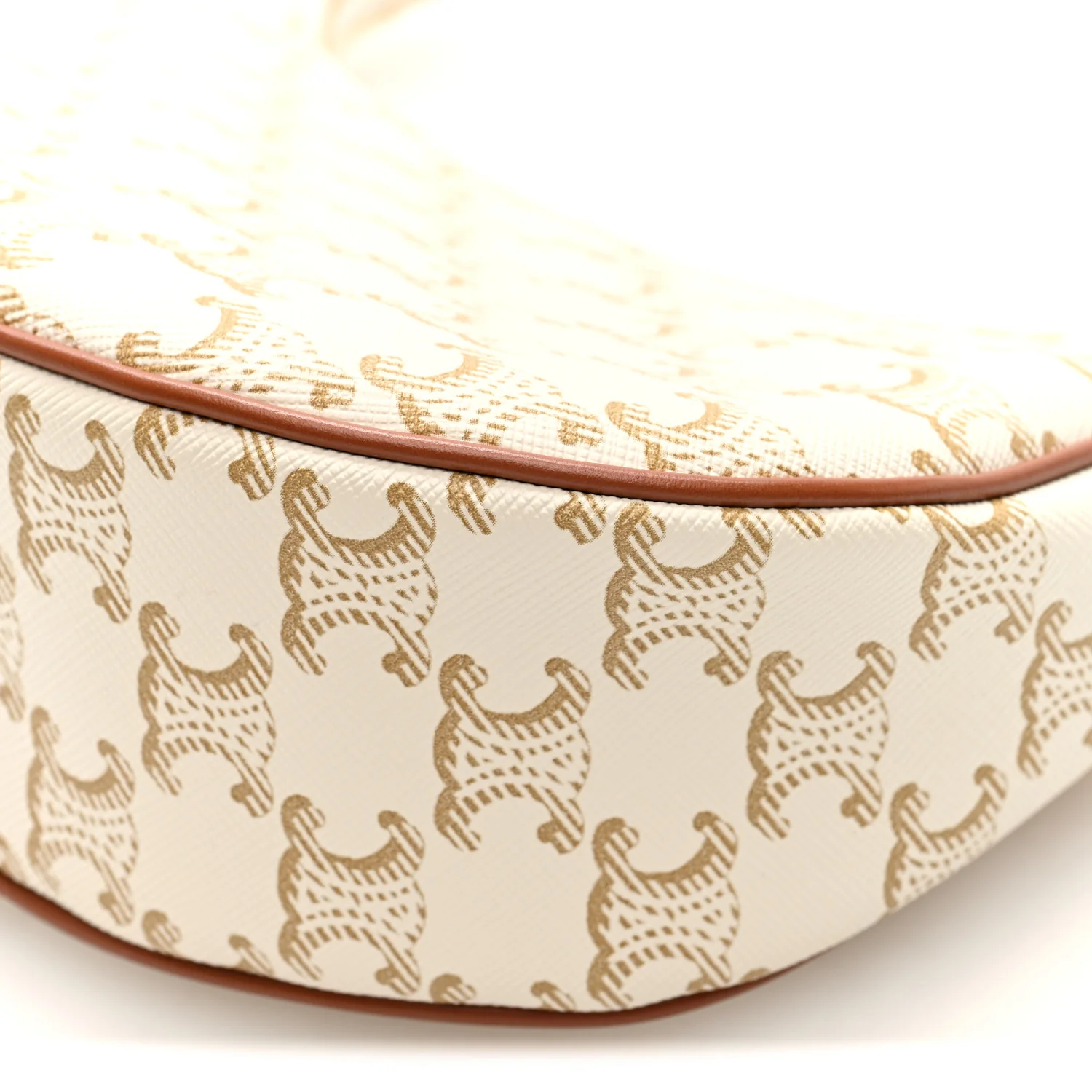 Canvas Calfskin Ava Triomphe Shoulder Bag White - Image 9