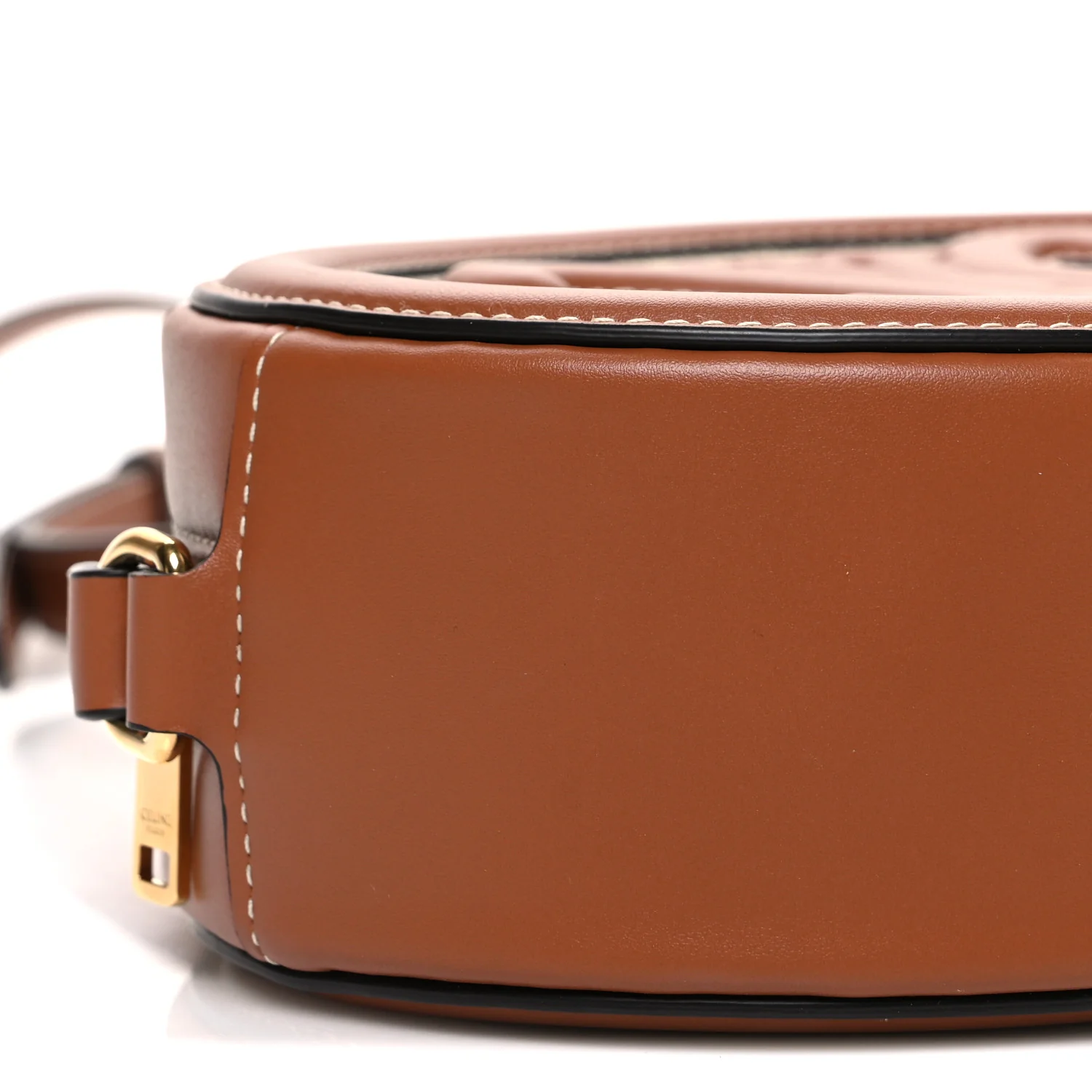 Canvas Calfskin Cuir Triomphe Oval Crossbody Purse Natural Tan - Image 9