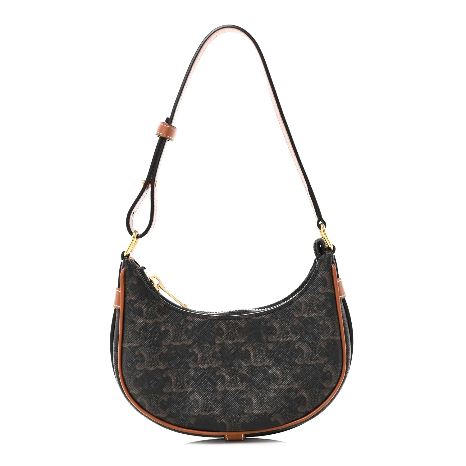 Canvas Calfskin Mini Ava Triomphe Shoulder Bag Tan