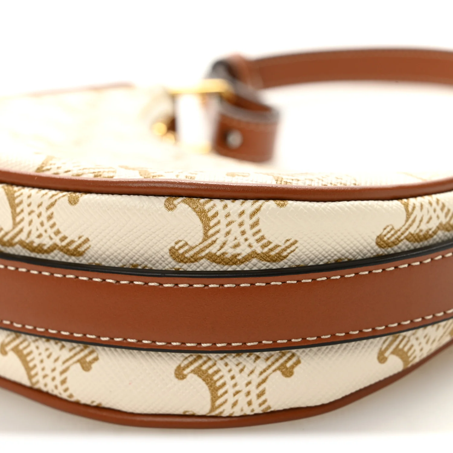 Canvas Calfskin Mini Ava Triomphe Shoulder Bag White - Image 11