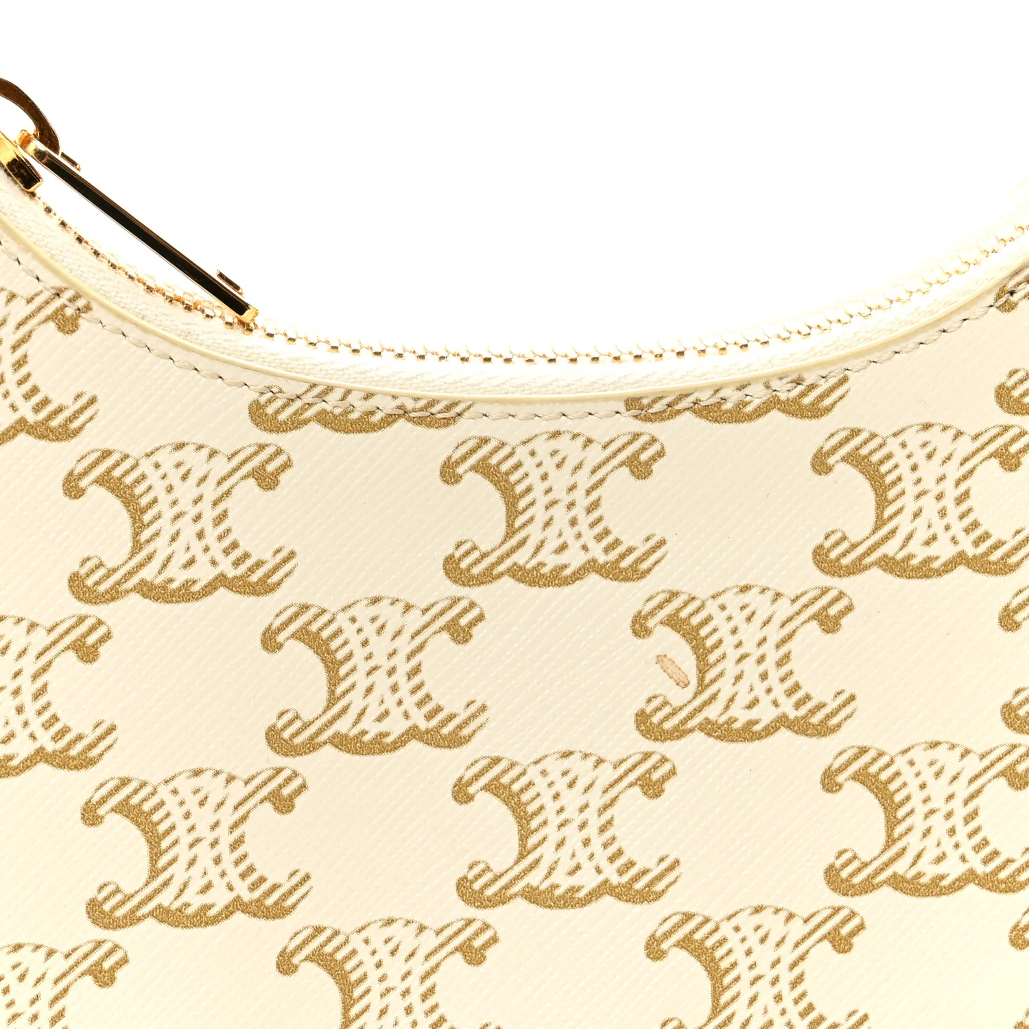 Canvas Calfskin Mini Ava Triomphe Shoulder Bag White - Image 9