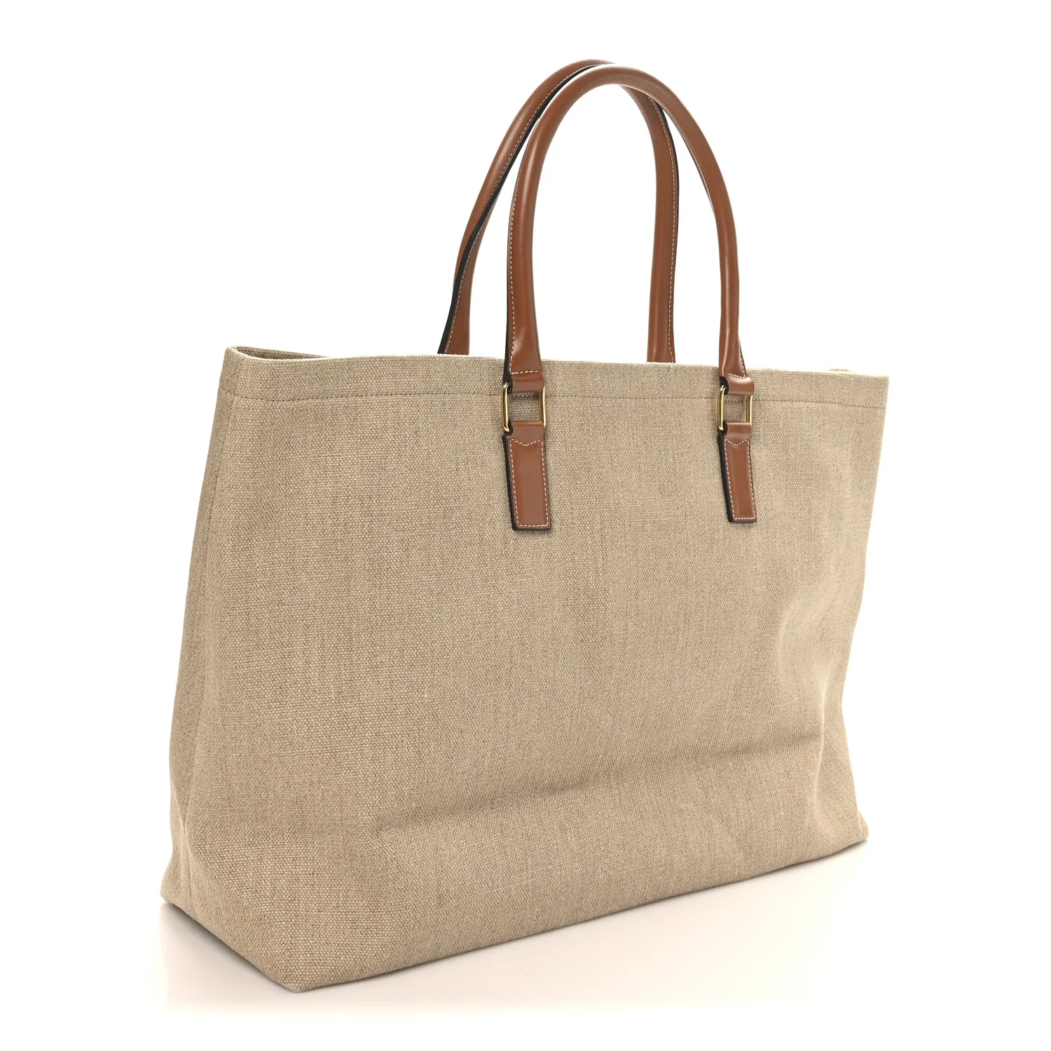 Canvas Calfskin Paris Horizontal Cabas Tan - Image 3