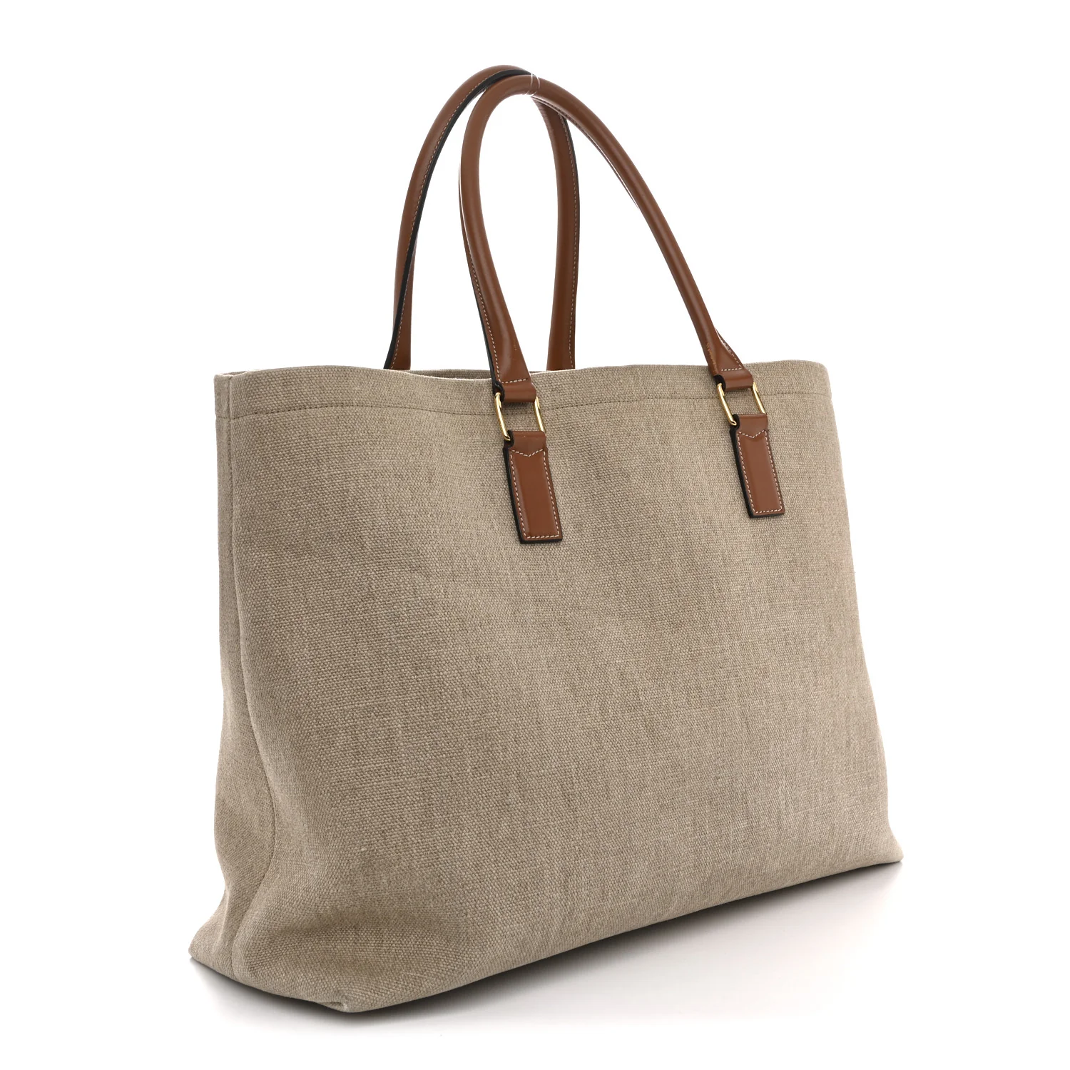 Canvas Calfskin Paris Horizontal Cabas Tan - Image 3