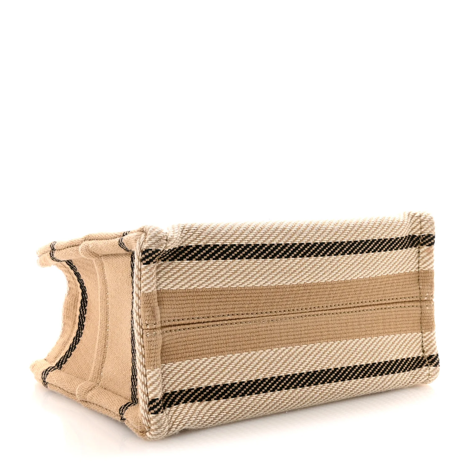 Canvas Calfskin Small Cabas Thais Beige Black White - Image 4