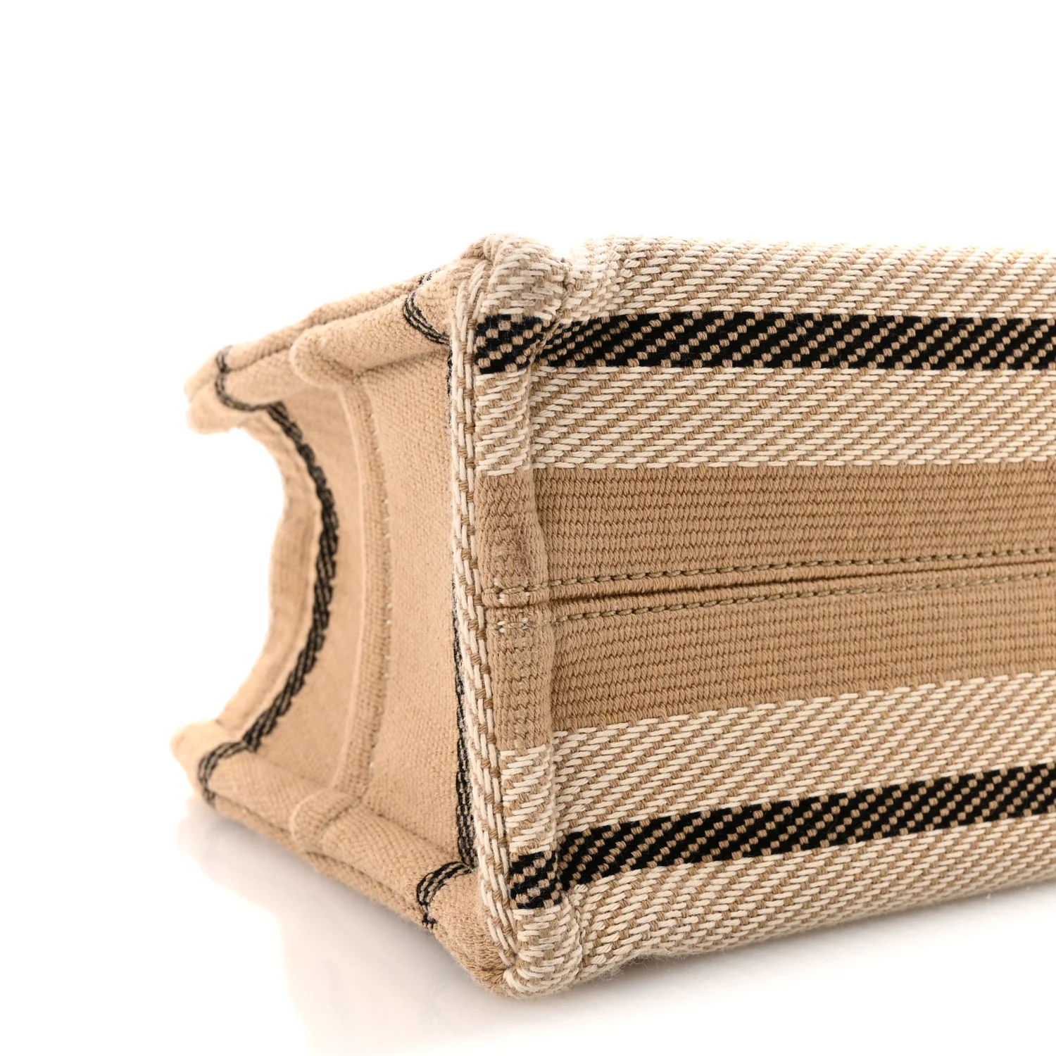 Canvas Calfskin Small Cabas Thais Beige Black White - Image 8