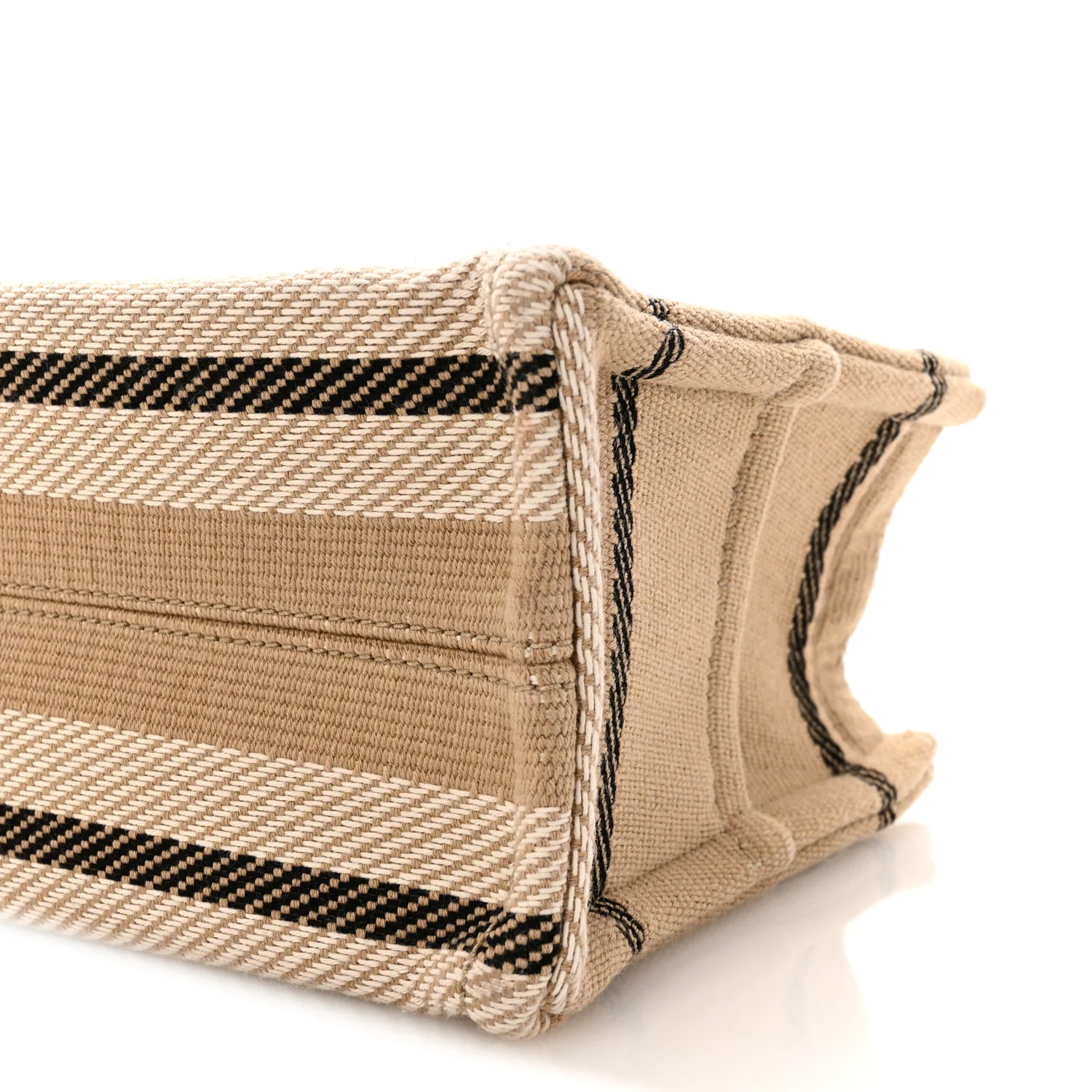 Canvas Calfskin Small Cabas Thais Beige Black White - Image 9