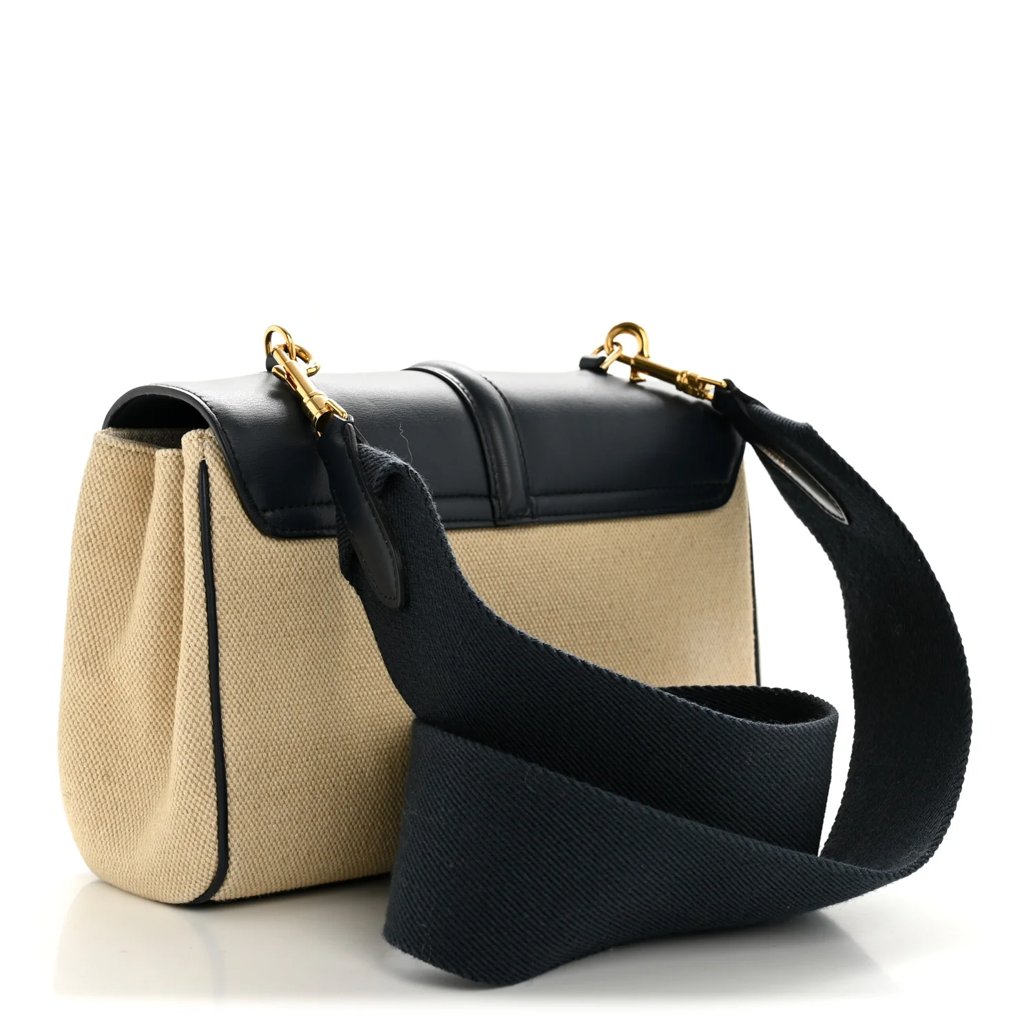 Canvas Calfskin Teen Soft 16 Shoulder Bag Vanilla Navy - Image 3