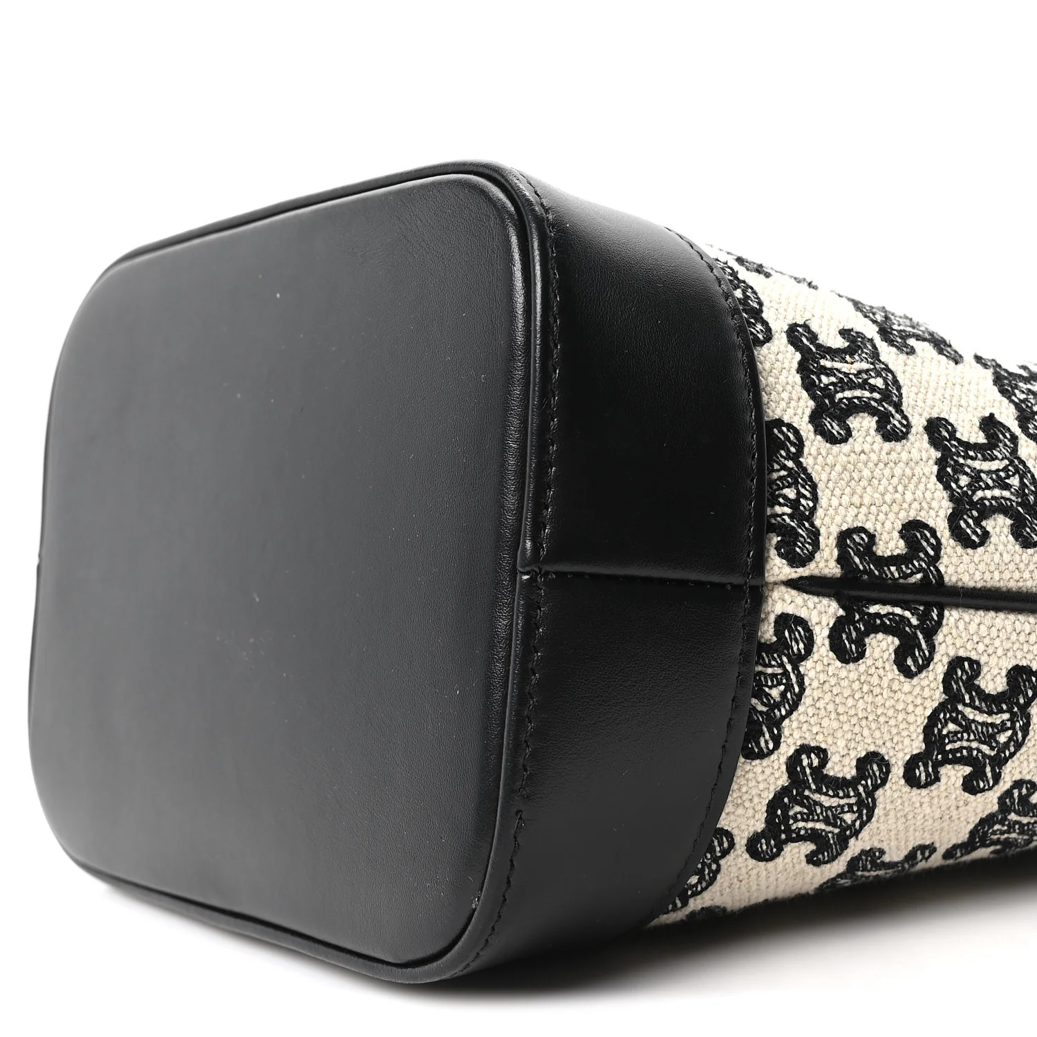 Canvas Calfskin Triomphe Embroidered Small Bucket Bag - Image 10