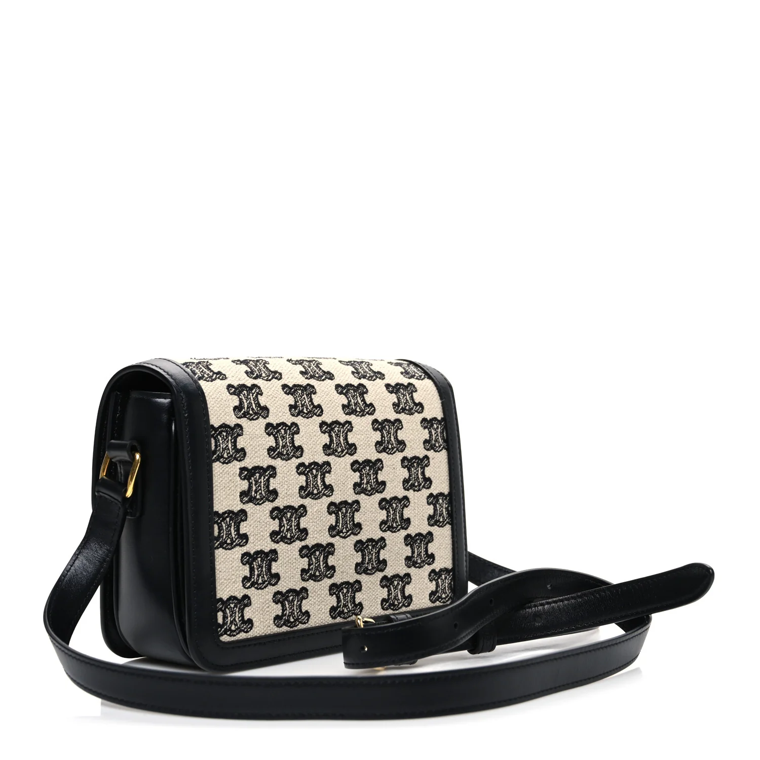 Canvas Calfskin Triomphe Embroidered Teen Triomphe Bag Black - Image 3
