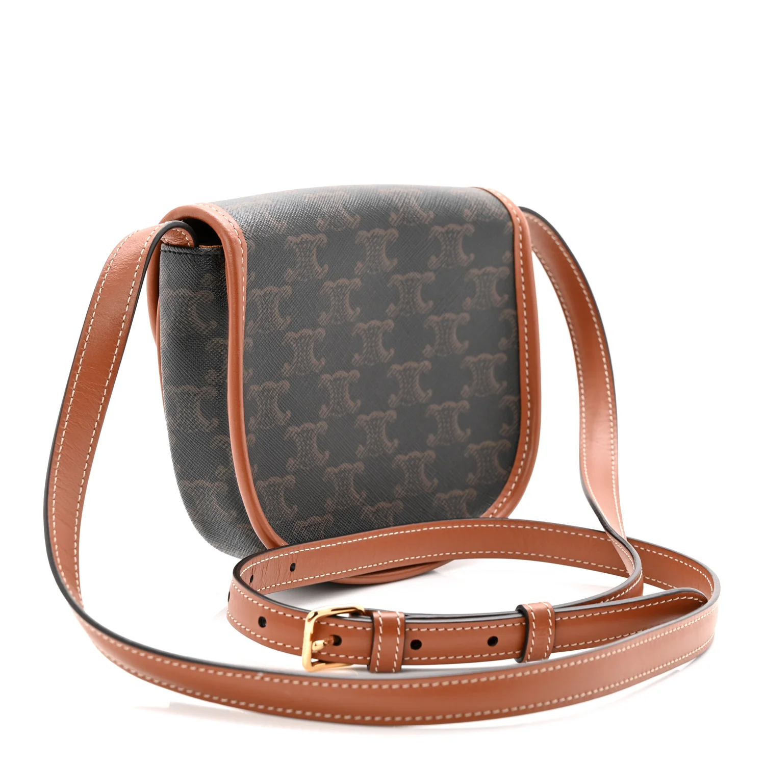 Canvas Calfskin Triomphe Mini Besace Tan - Image 3