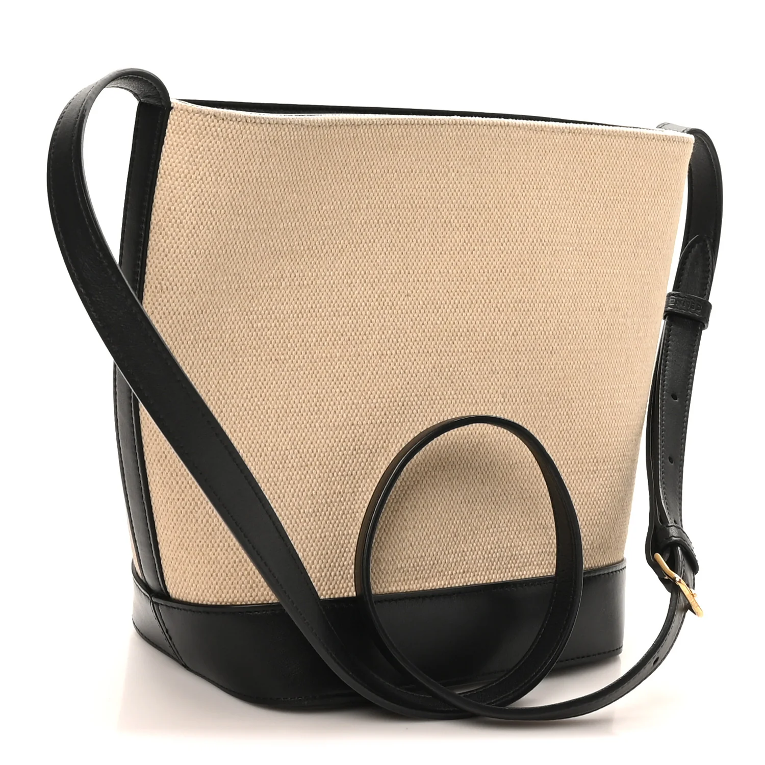 Canvas Calfskin Triomphe Small Bucket Bag Vanilla Black - Image 3