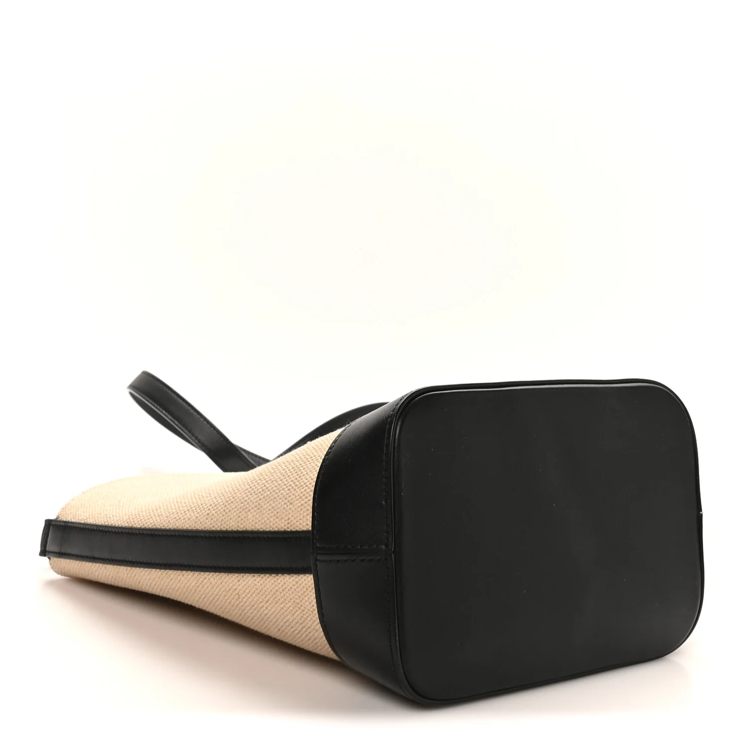 Canvas Calfskin Triomphe Small Bucket Bag Vanilla Black - Image 4