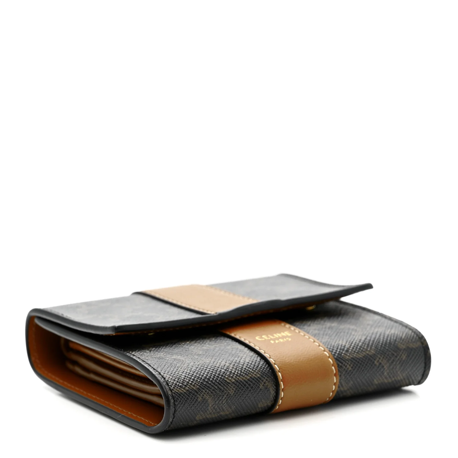 Canvas Triomphe Lambskin Folded Compact Wallet Tan - Image 4