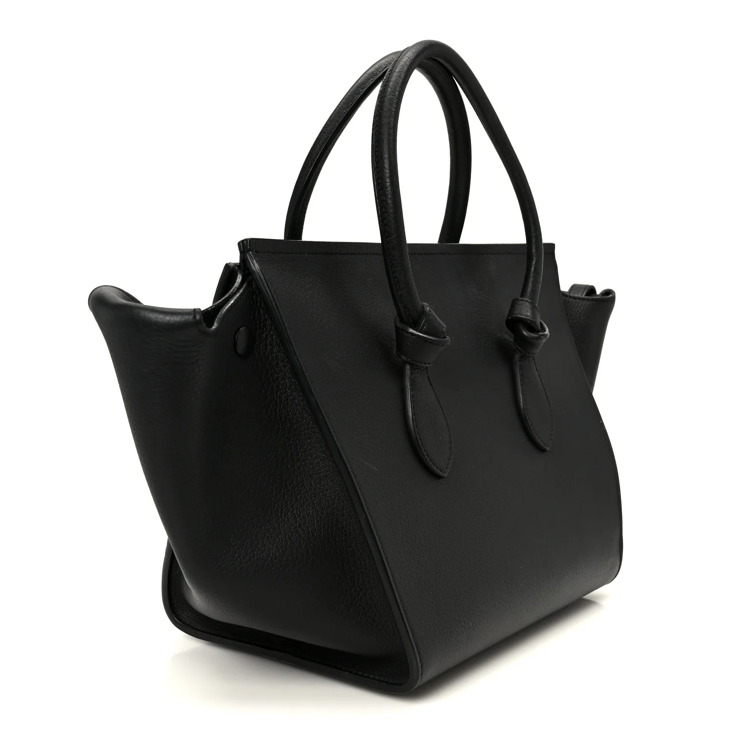 Crisped Calfskin Mini Tie Knot Tote Black - Image 3