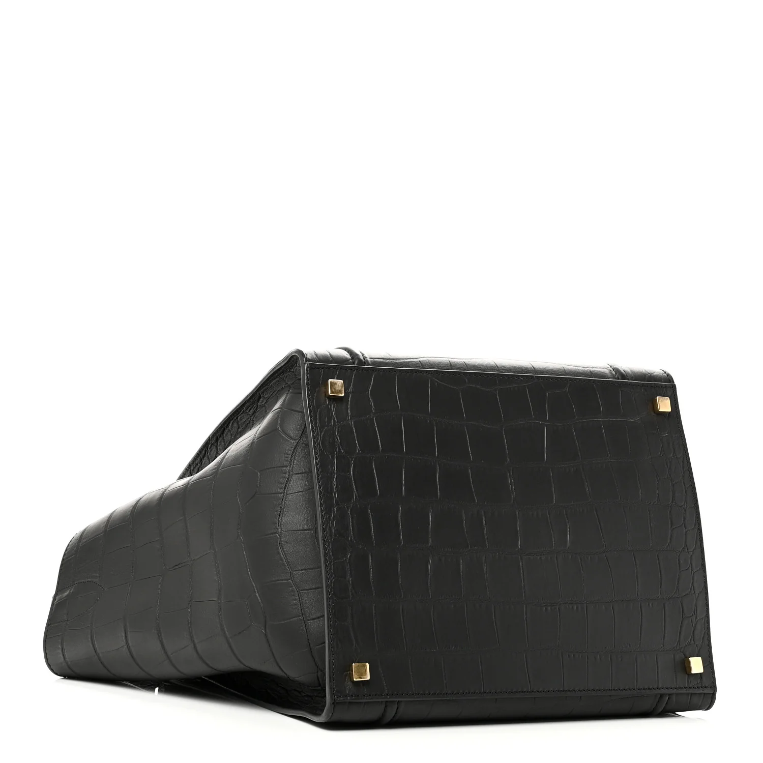 Crocodile Embossed Calfskin Medium Phantom Luggage Black - Image 4